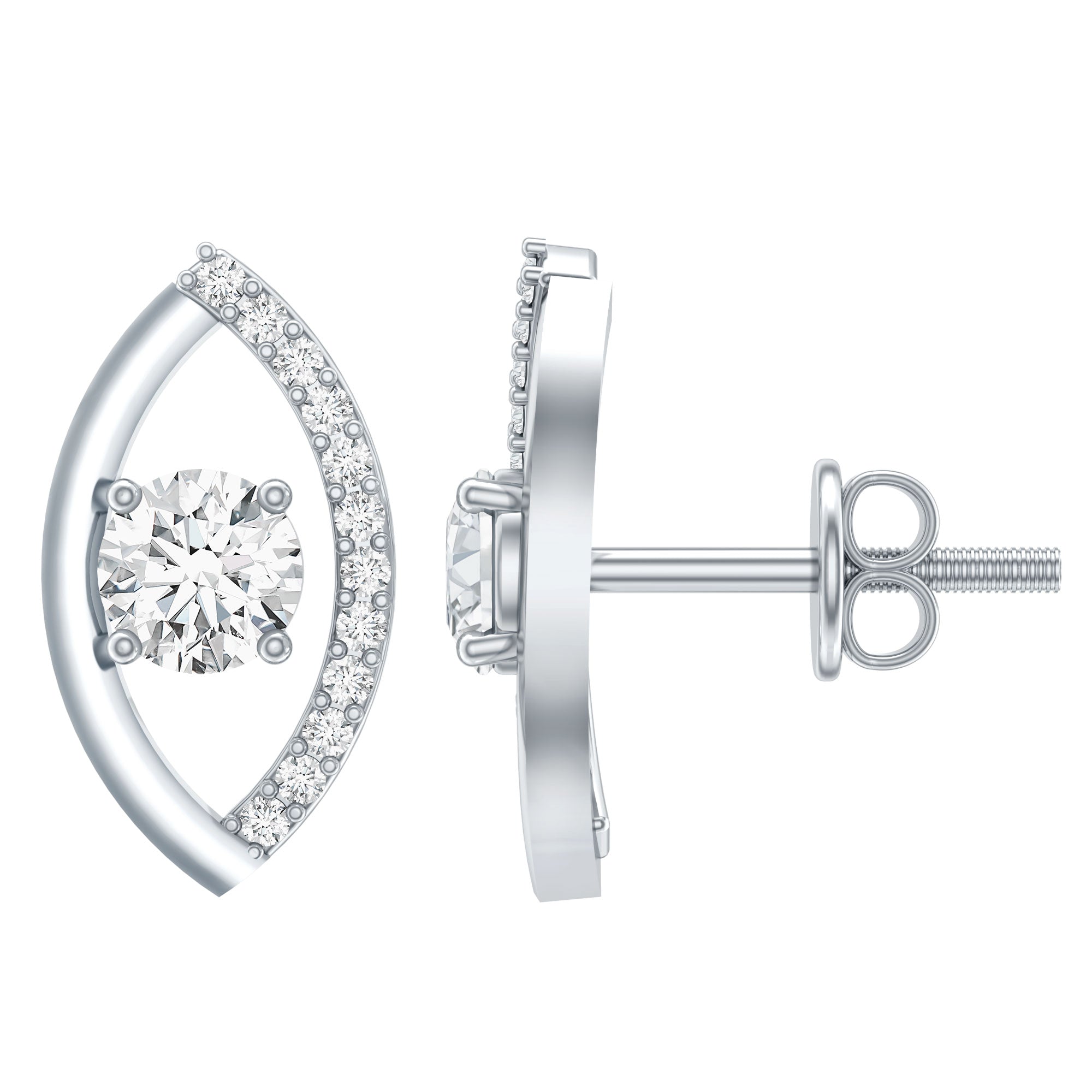 Certified Lab Grown Diamond Minimalist Stud Earrings Lab - ( EF-VS ) - Rosec Jewels