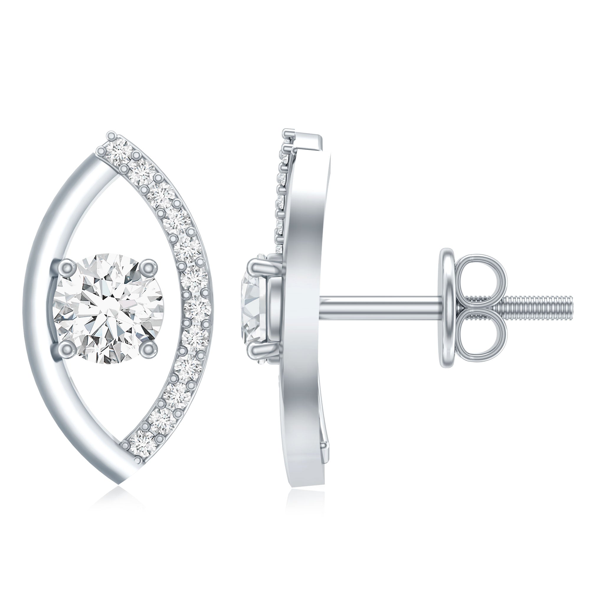 Certified Lab Grown Diamond Minimalist Stud Earrings Lab - ( EF-VS ) - Rosec Jewels