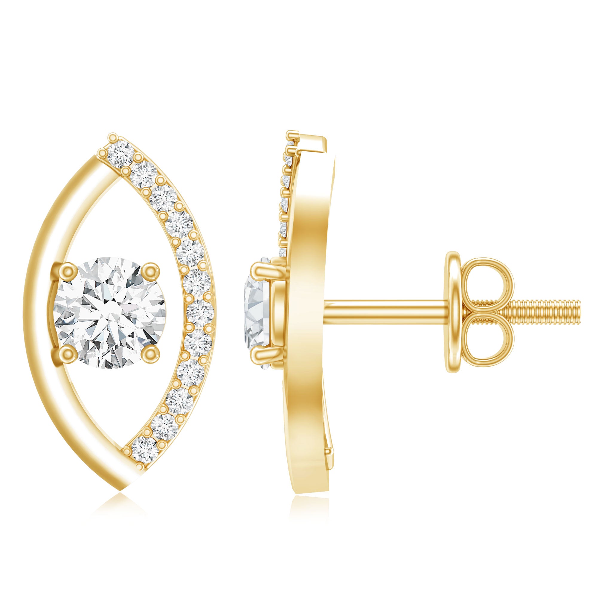 Certified Lab Grown Diamond Minimalist Stud Earrings Lab - ( EF-VS ) - Rosec Jewels