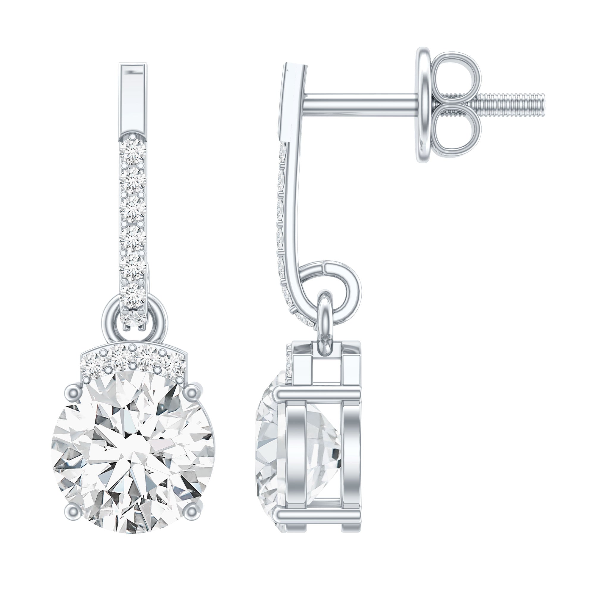 Certified Lab Grown Diamond Bridal Drop Earrings Lab - ( EF-VS ) - Rosec Jewels