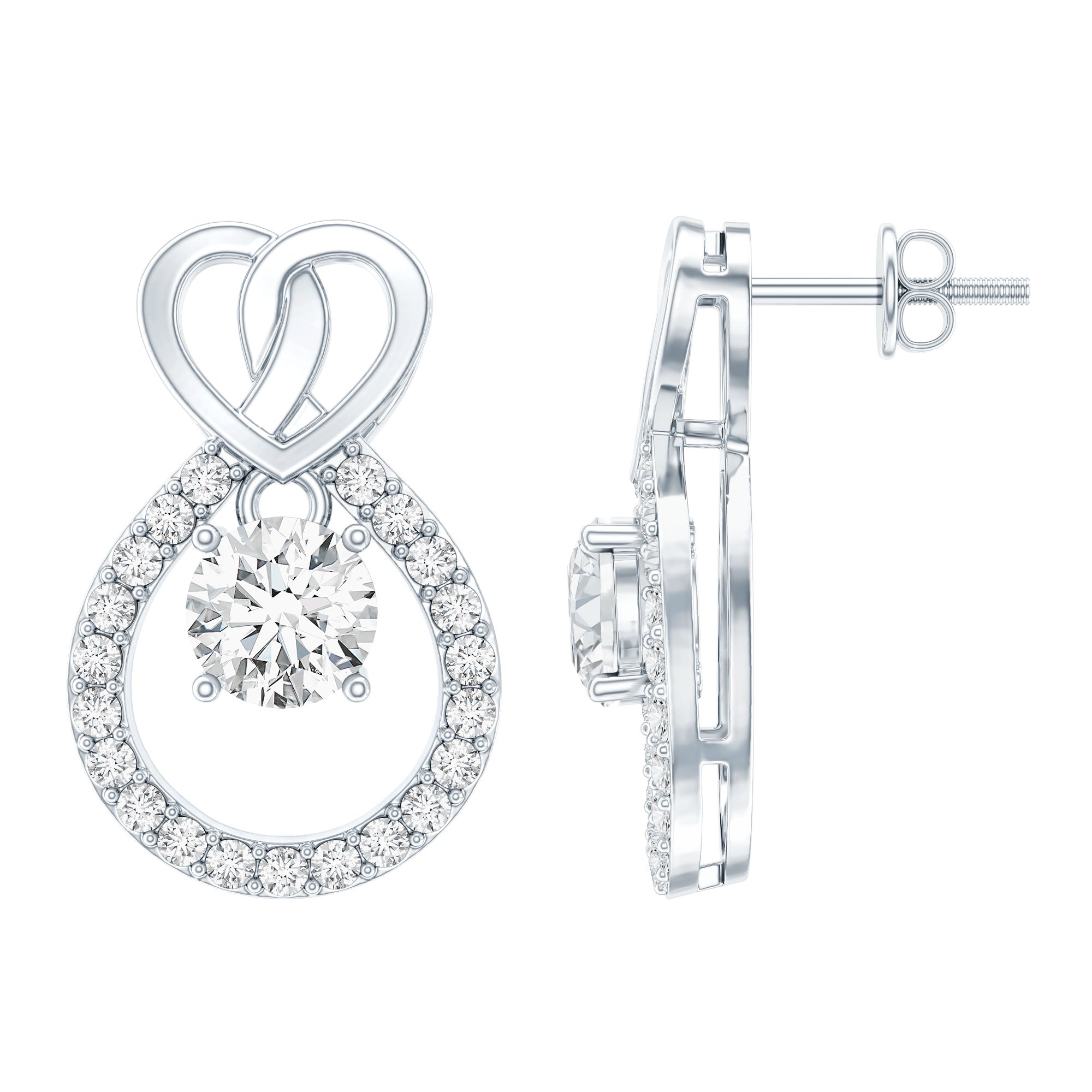 Certified Lab Grown Diamond Infinity Stud Earrings Lab - ( EF-VS ) - Rosec Jewels