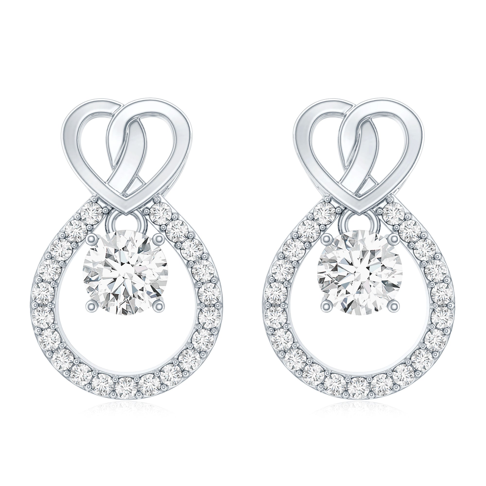 Certified Lab Grown Diamond Infinity Stud Earrings Lab - ( EF-VS ) - Rosec Jewels