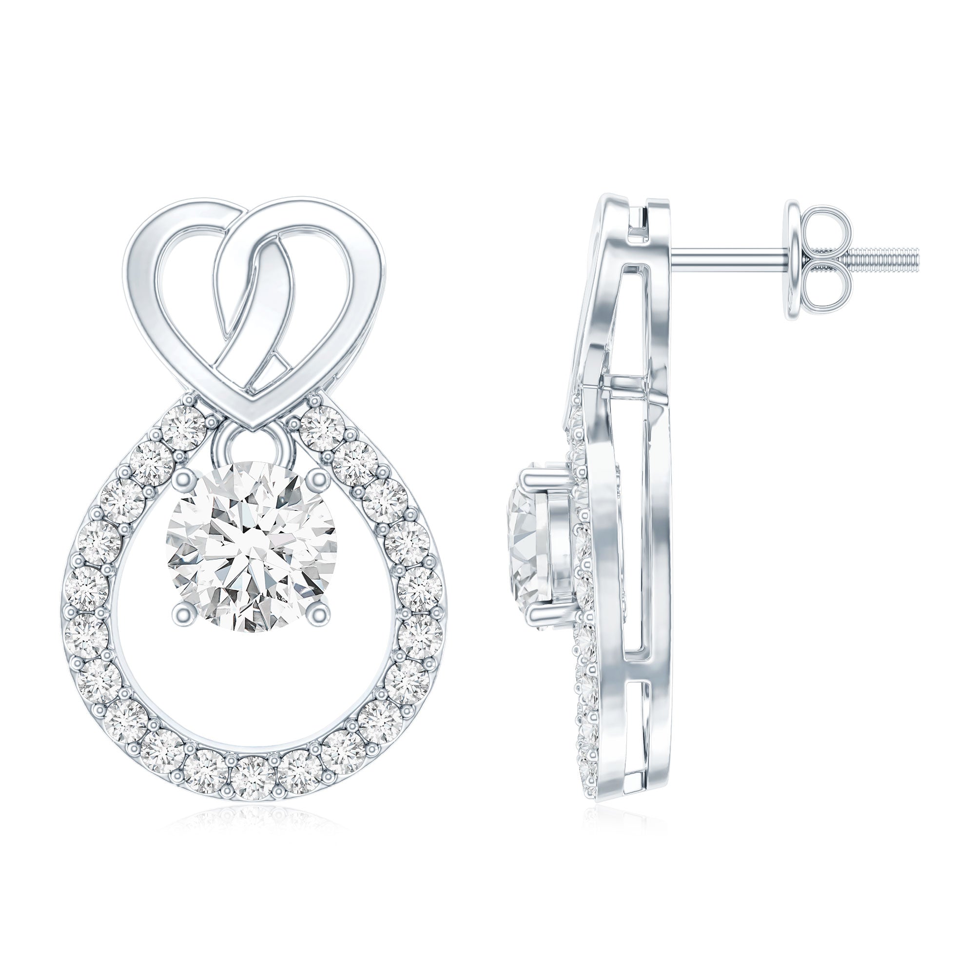 Certified Lab Grown Diamond Infinity Stud Earrings Lab - ( EF-VS ) - Rosec Jewels