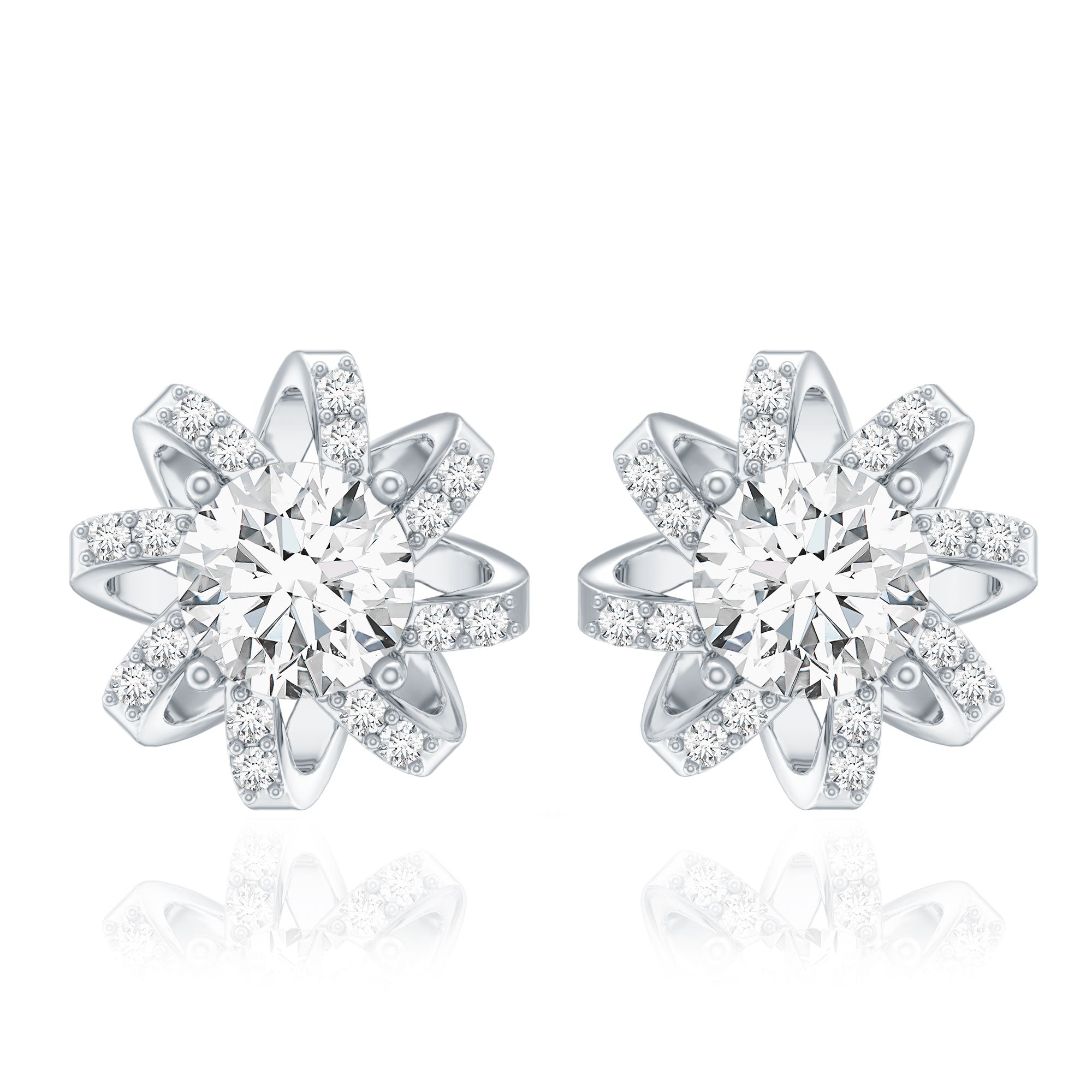 Lab Grown Diamond Round Solitaire Stud Earrings with Screw Back Lab - ( EF-VS ) - Rosec Jewels