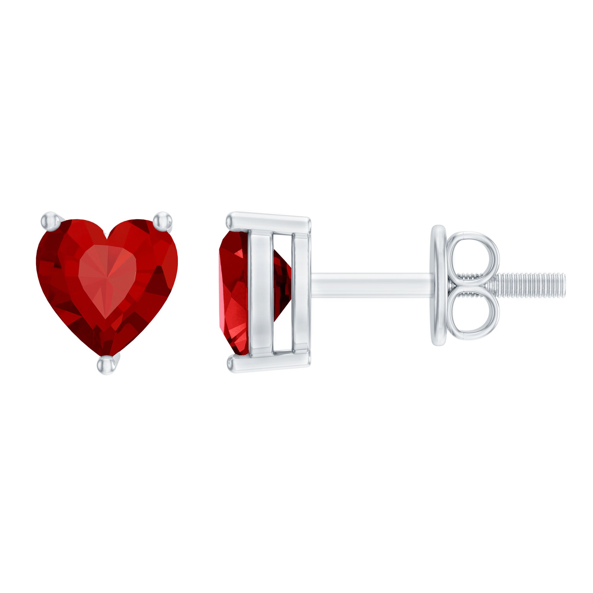 Heart Shape Lab Grown Ruby Valentines Day Earrings AAAA - Rosec Jewels