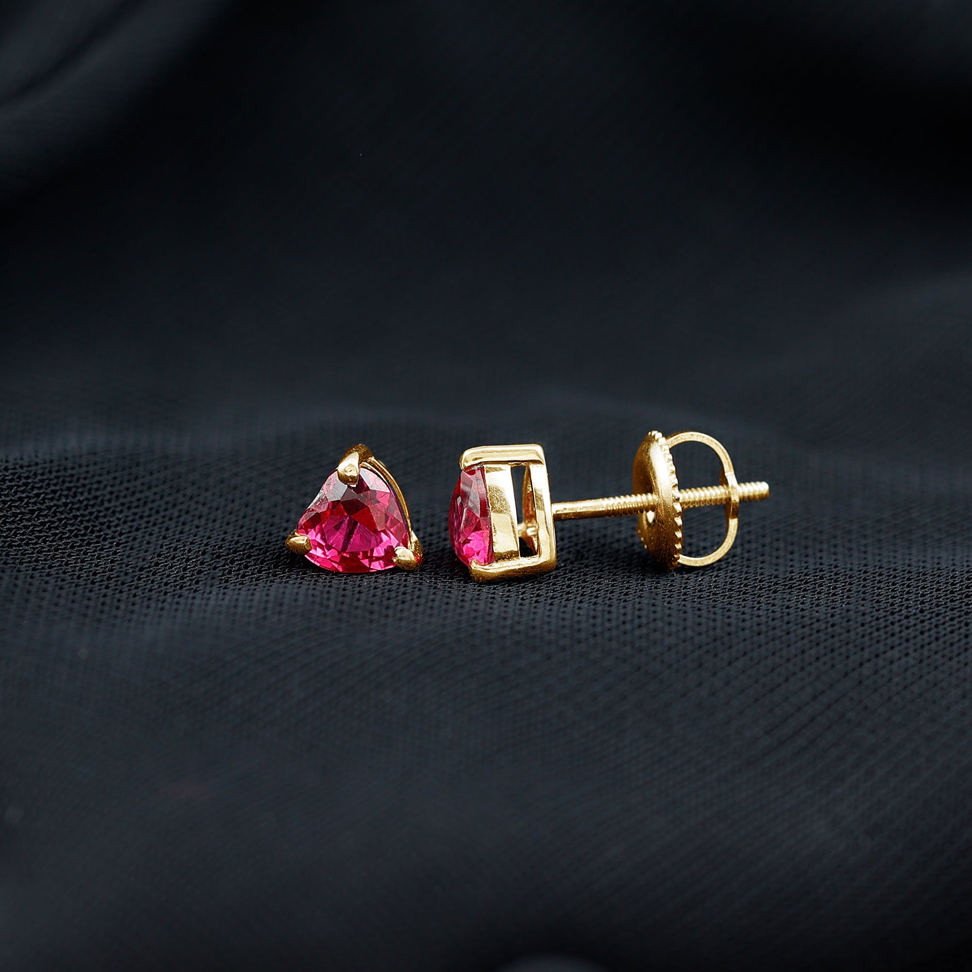 Heart Shape Lab Grown Ruby Valentines Day Earrings AAAA - Rosec Jewels