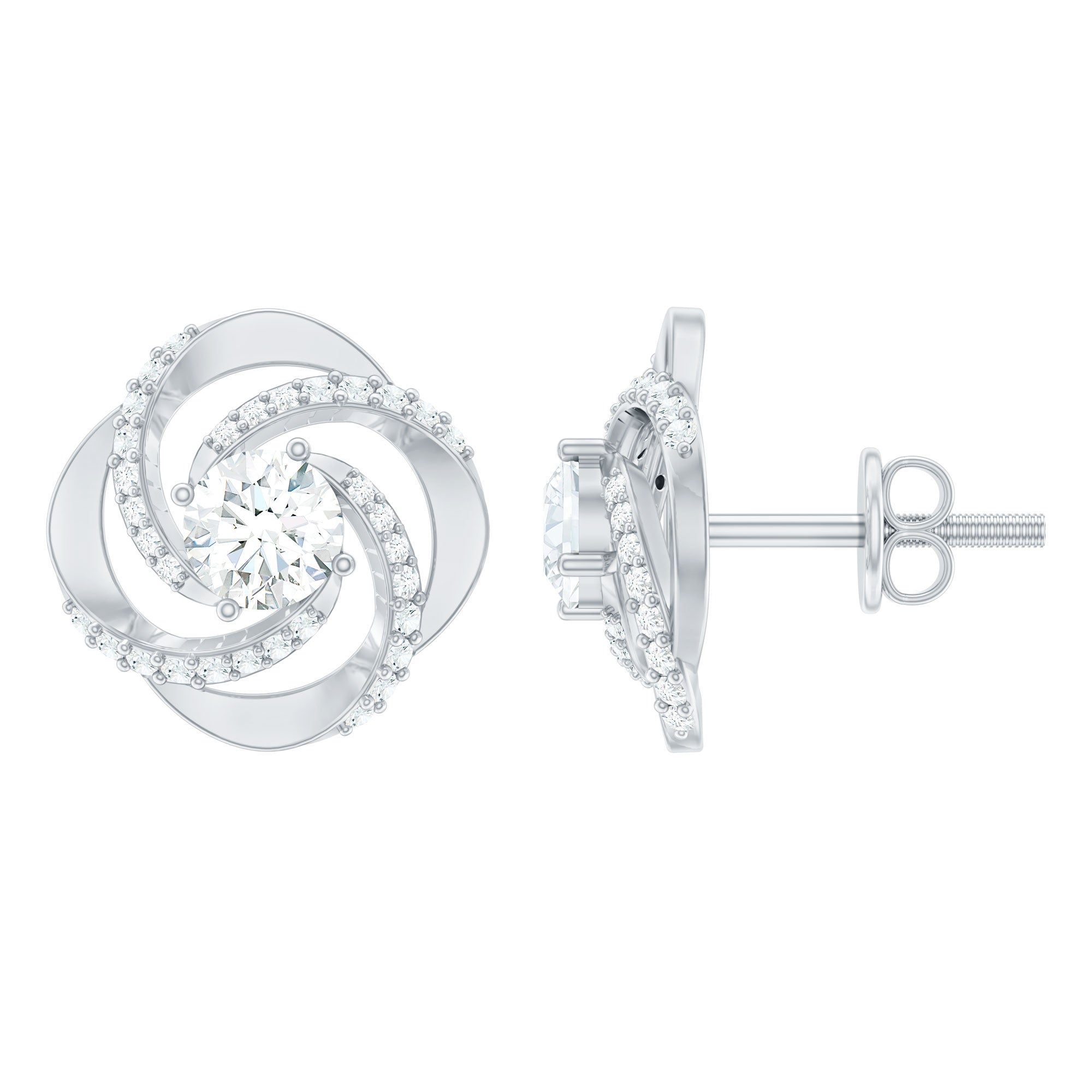Certified Lab 5 MM Round Diamond Swirl Stud Earrings