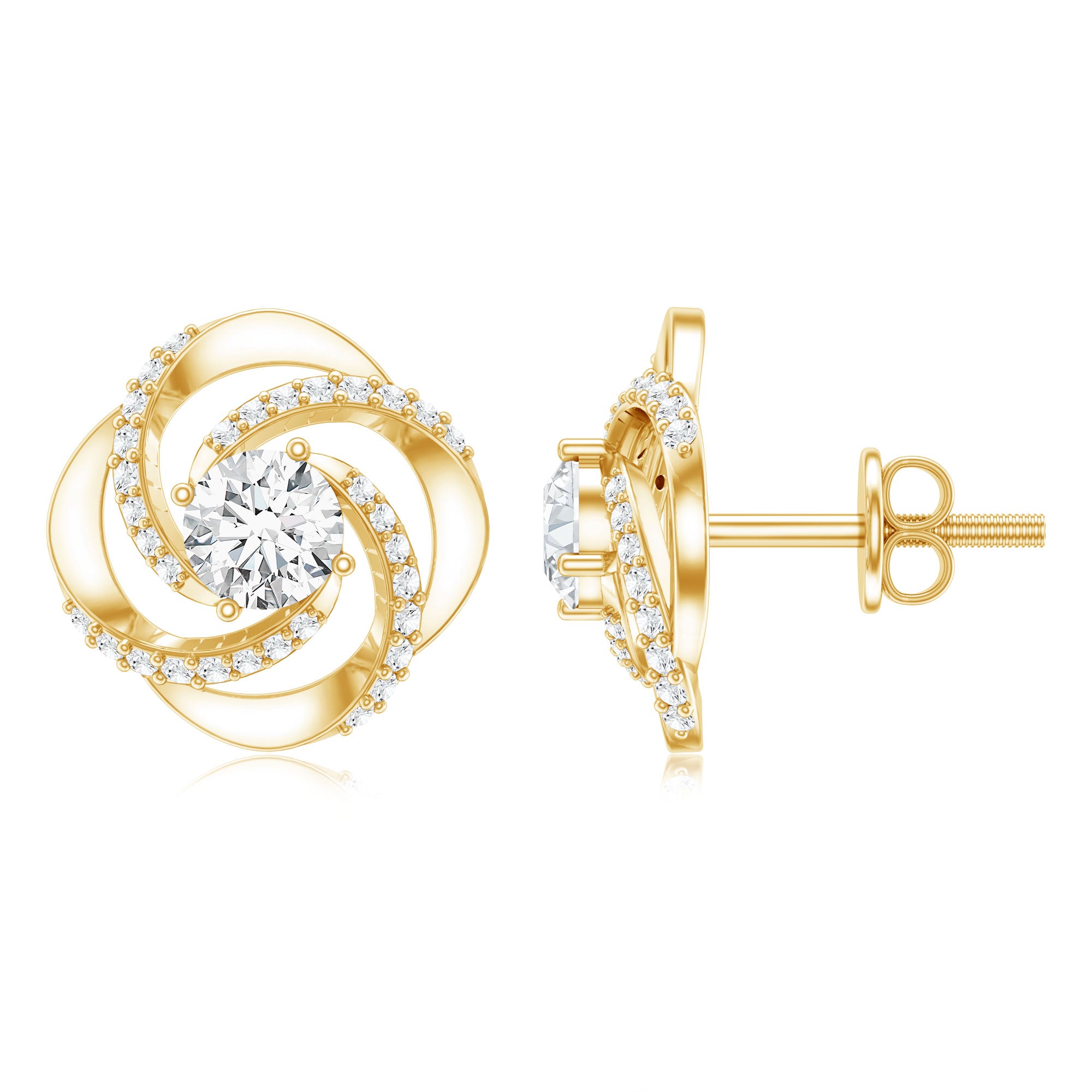 Certified Lab 5 MM Round Diamond Swirl Stud Earrings Lab - ( EF-VS ) - Rosec Jewels