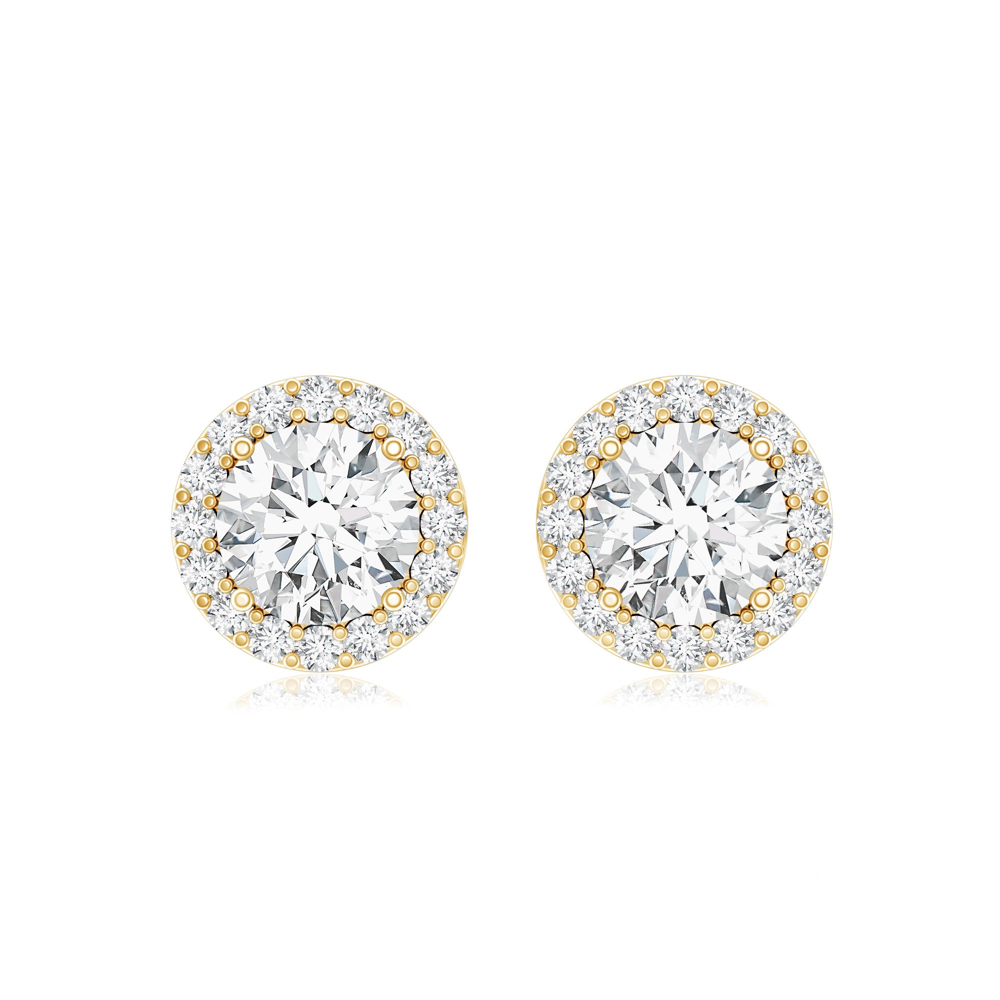 5 MM Round Lab Grown Diamond Halo Stud Earrings With Screw Back Lab - ( EF-VS ) - Rosec Jewels