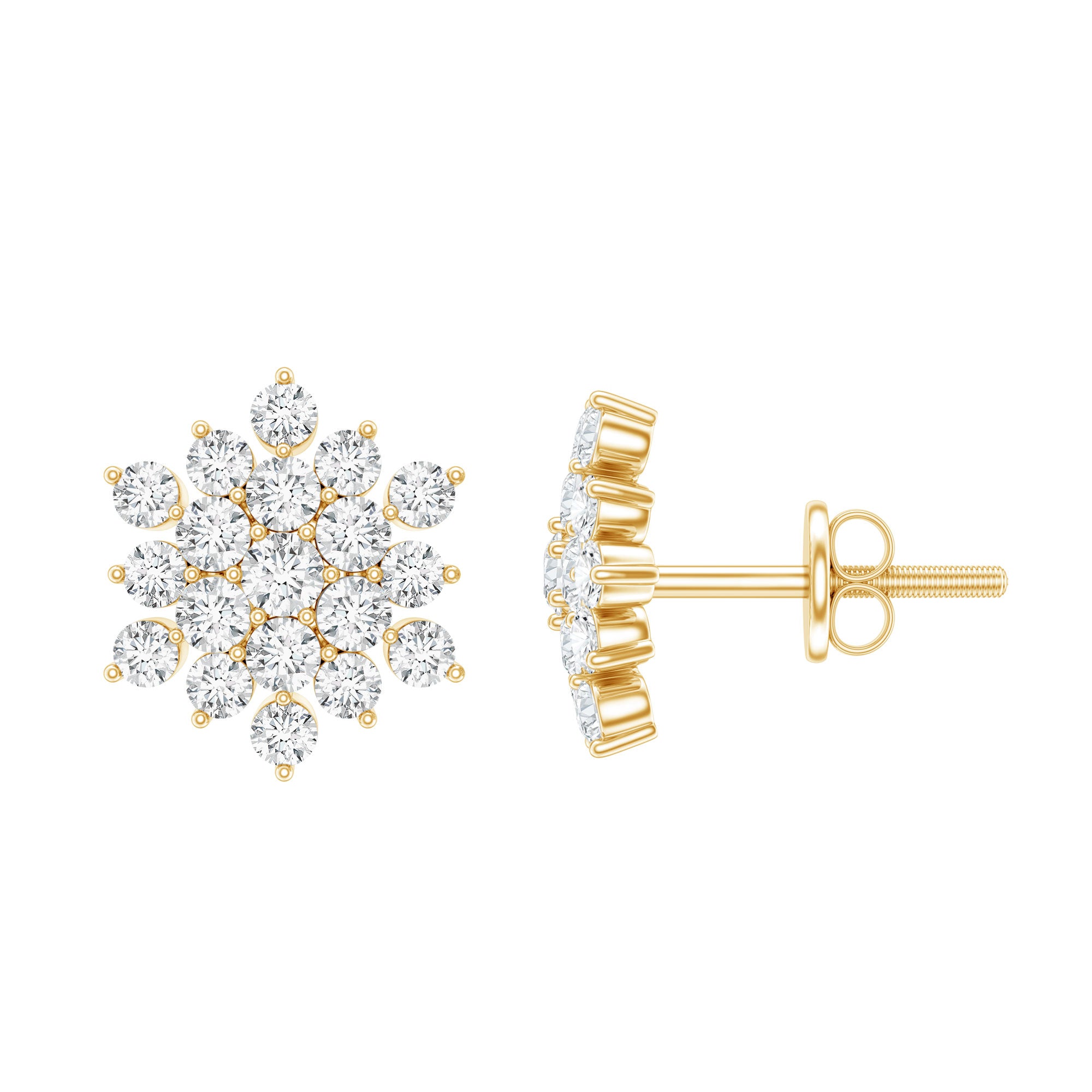 Certified Lab Grown Diamond Flower Statement Earrings Lab - ( EF-VS ) - Rosec Jewels