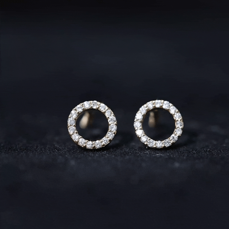Lab Grown Diamond Circle Stud Earrings With Screw Back Lab - ( EF-VS ) - Rosec Jewels