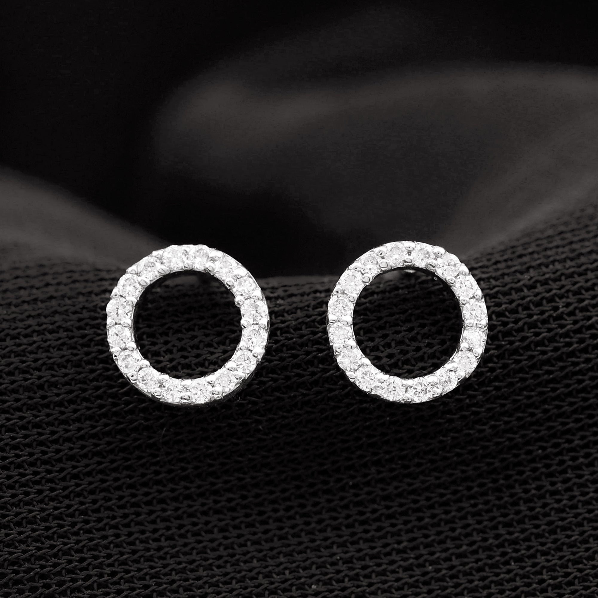 Lab Grown Diamond Circle Stud Earrings With Screw Back Lab - ( EF-VS ) - Rosec Jewels