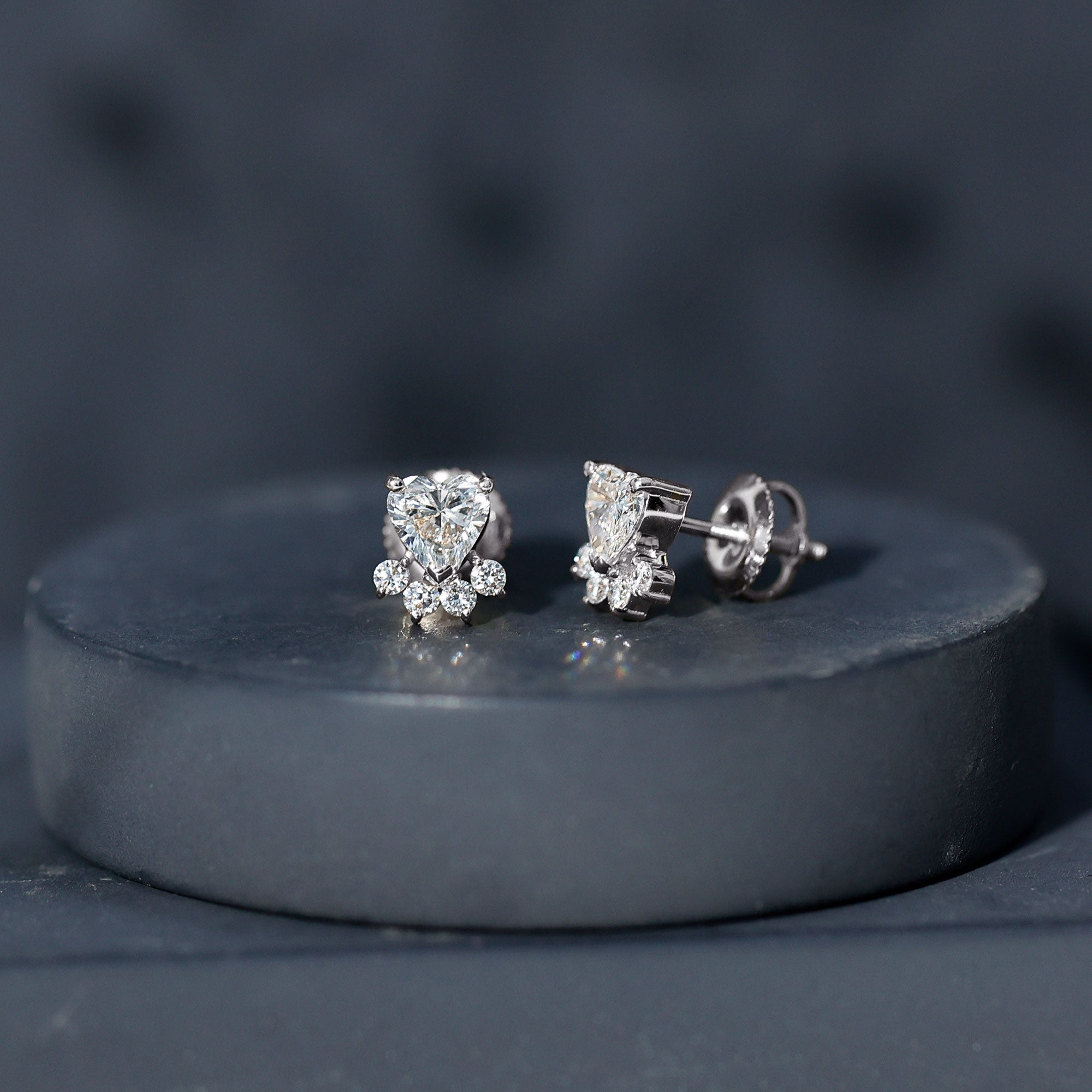 Certified Lab Grown Diamond Dog Paw Stud Earrings Lab - ( EF-VS ) - Rosec Jewels