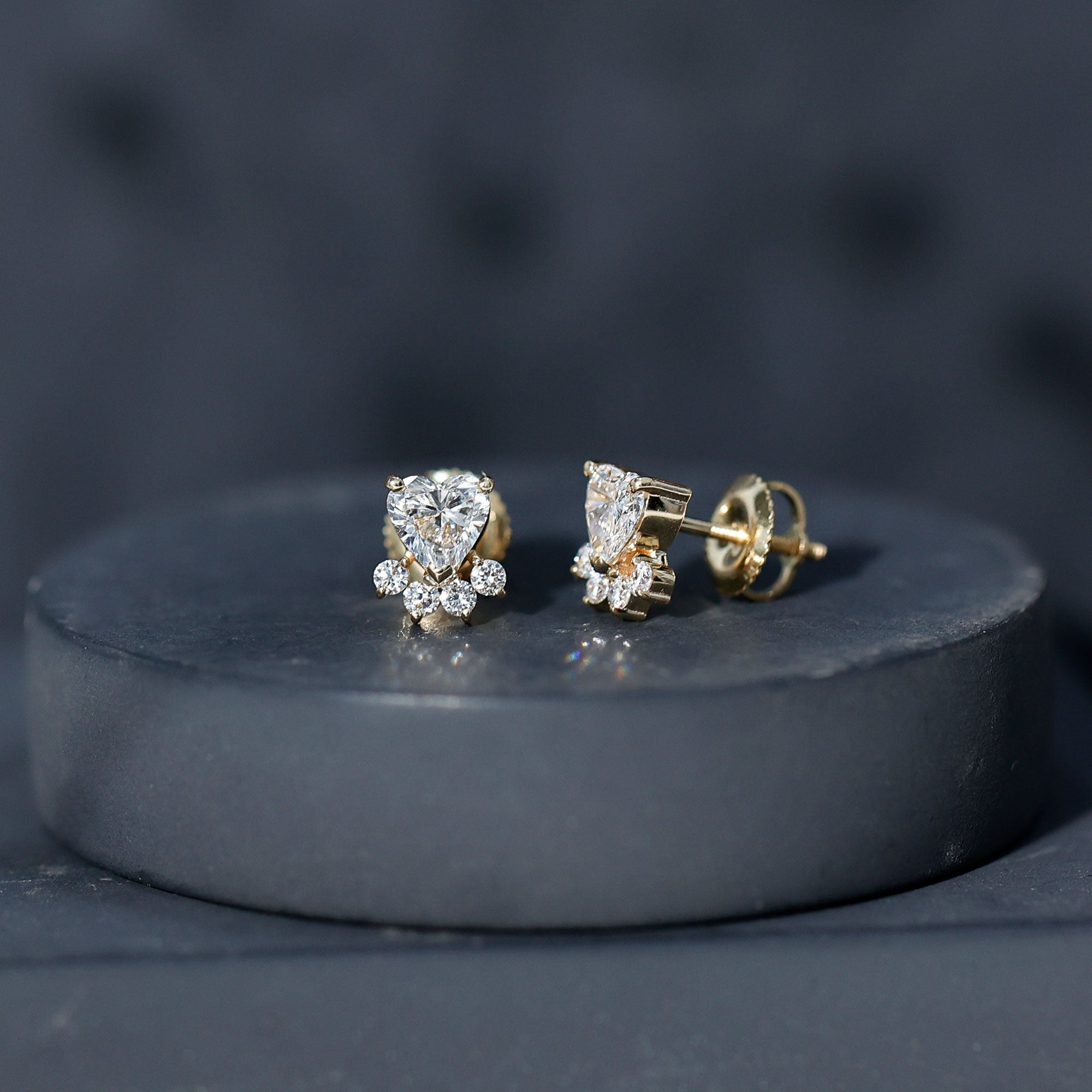 Certified Lab Grown Diamond Dog Paw Stud Earrings Lab - ( EF-VS ) - Rosec Jewels