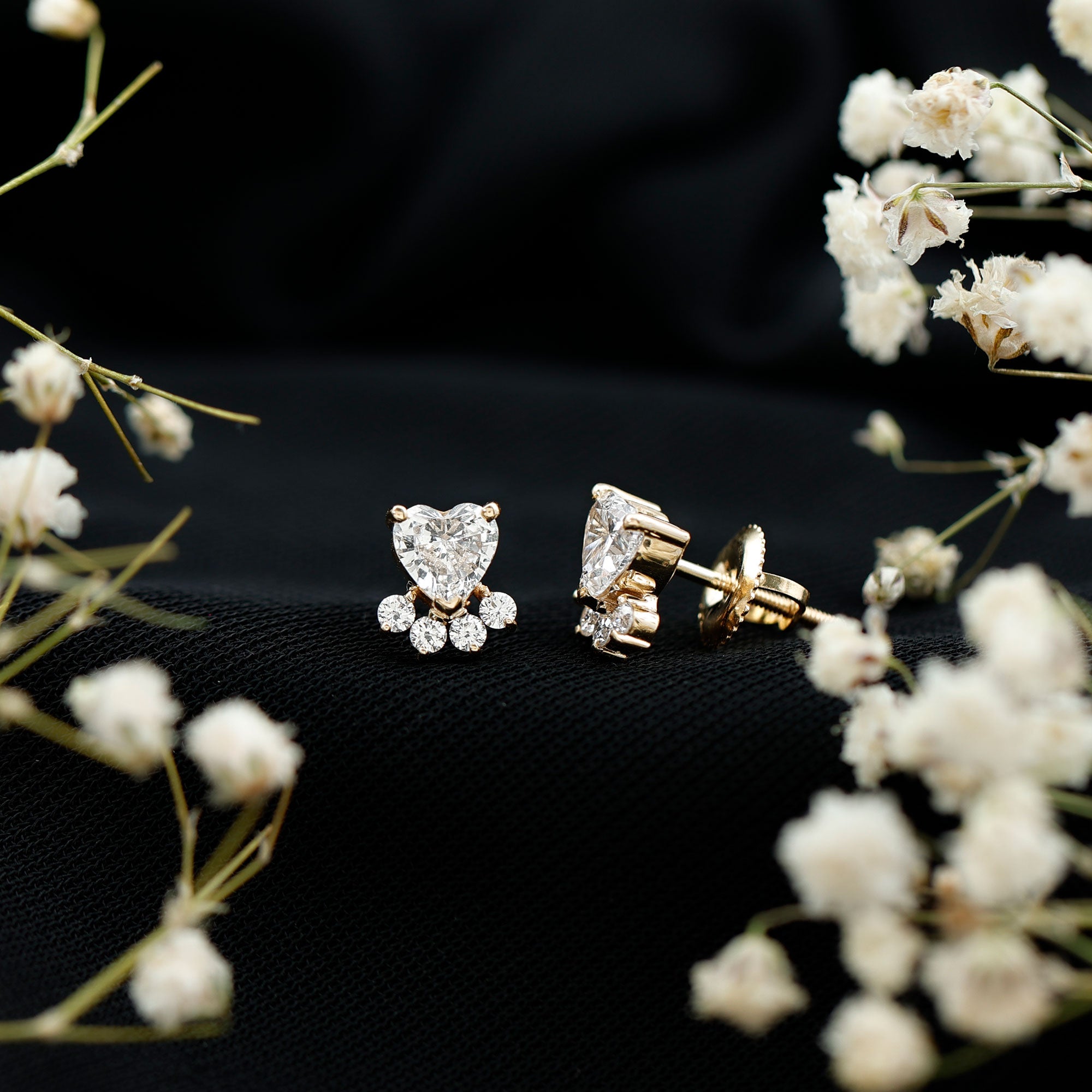 Certified Lab Grown Diamond Dog Paw Stud Earrings Lab - ( EF-VS ) - Rosec Jewels