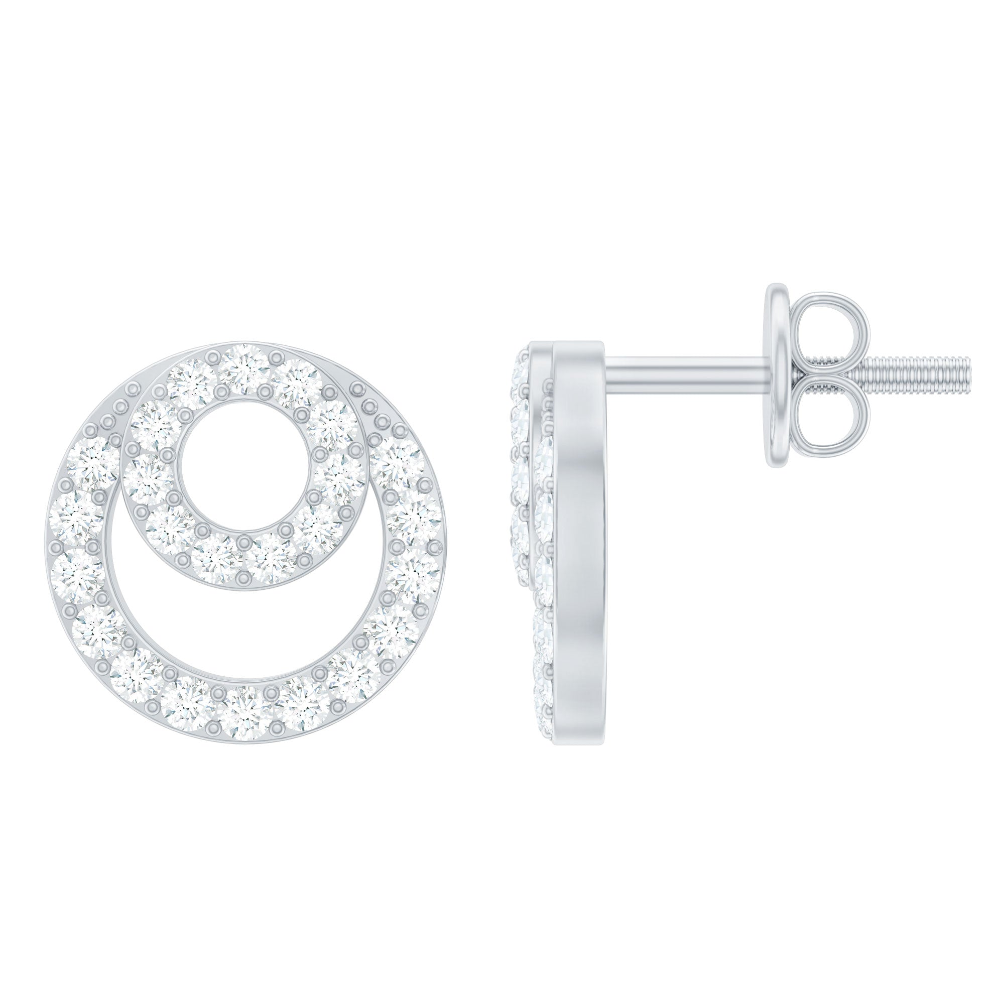 Lab Grown Diamond Double Circle Stud Earrings