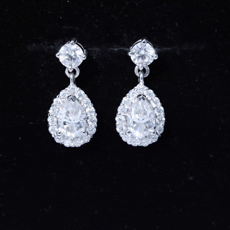 Lab 1.3 Carat Pear Shaped Diamond Bridal Drop Earrings Lab - ( EF-VS ) - Rosec Jewels