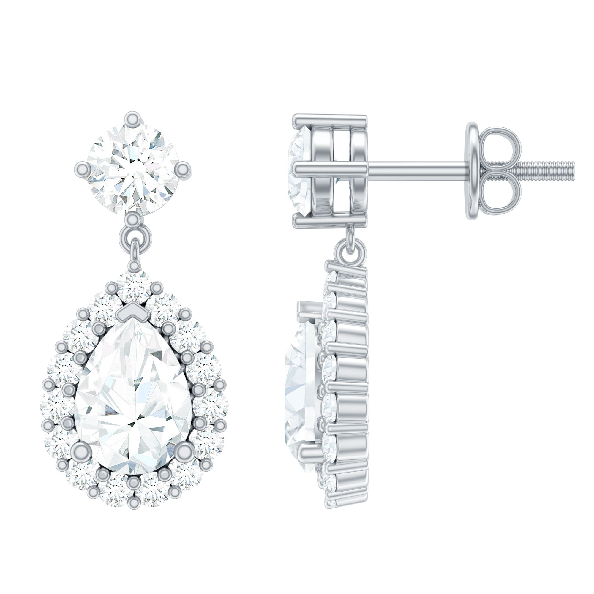 Lab 5X7MM Pear Shaped Diamond Bridal Drop Earrings Lab - ( EF-VS ) - Rosec Jewels