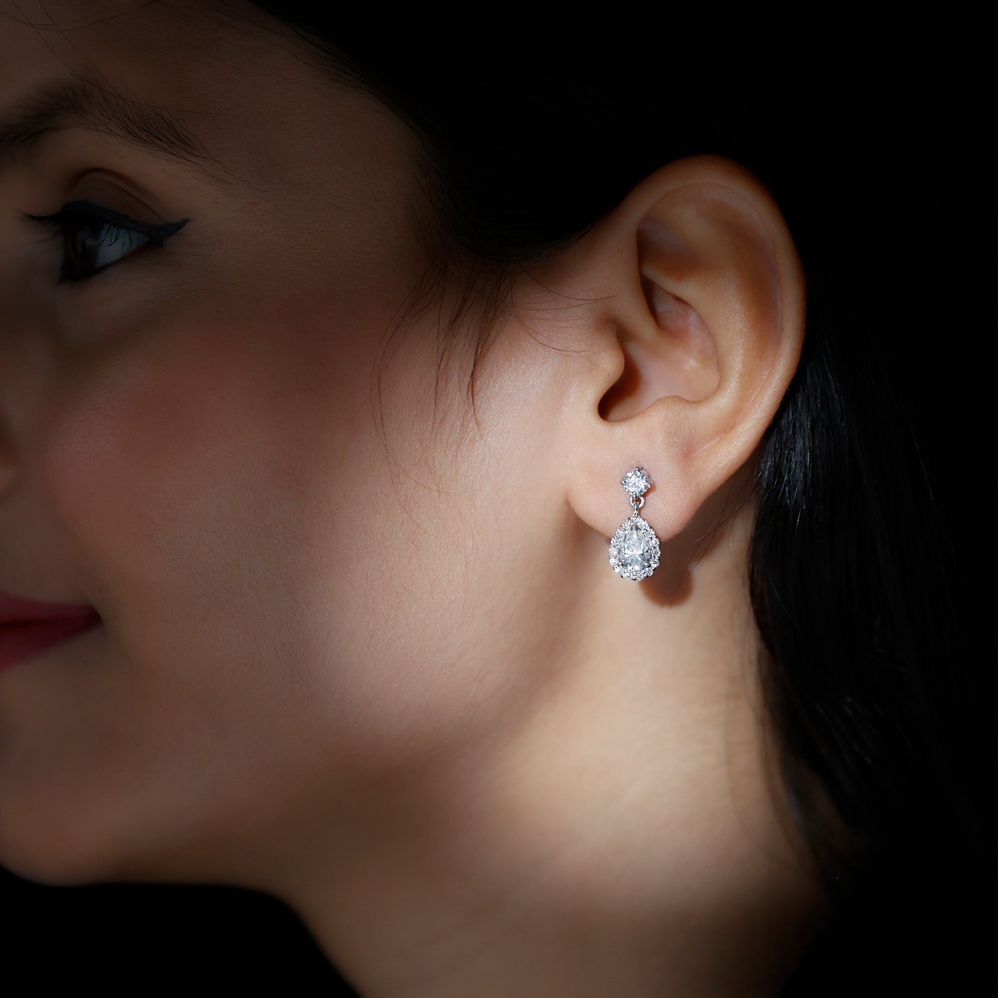 Lab 1.3 Carat Pear Shaped Diamond Bridal Drop Earrings Lab - ( EF-VS ) - Rosec Jewels