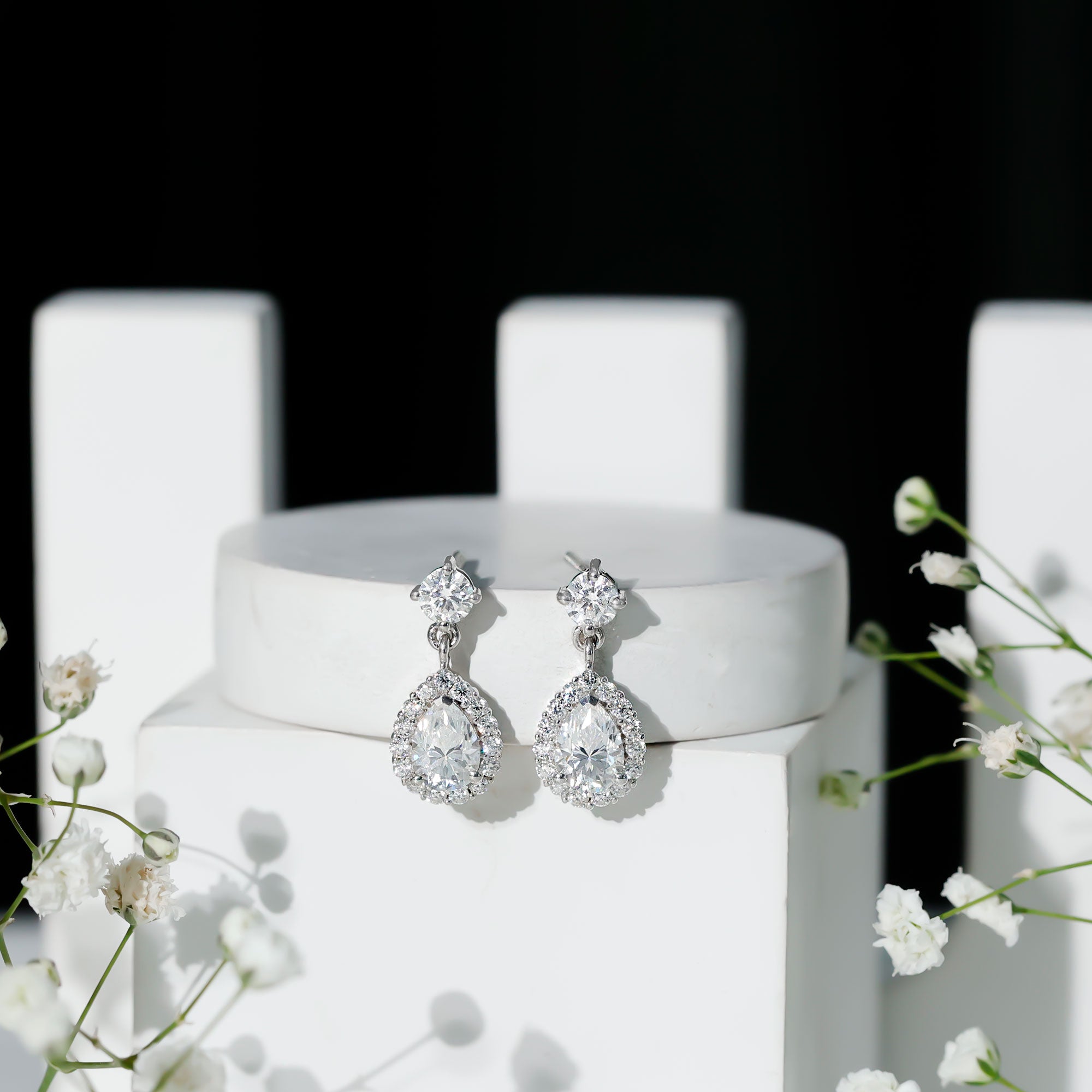 Lab 1.3 Carat Pear Shaped Diamond Bridal Drop Earrings Lab - ( EF-VS ) - Rosec Jewels