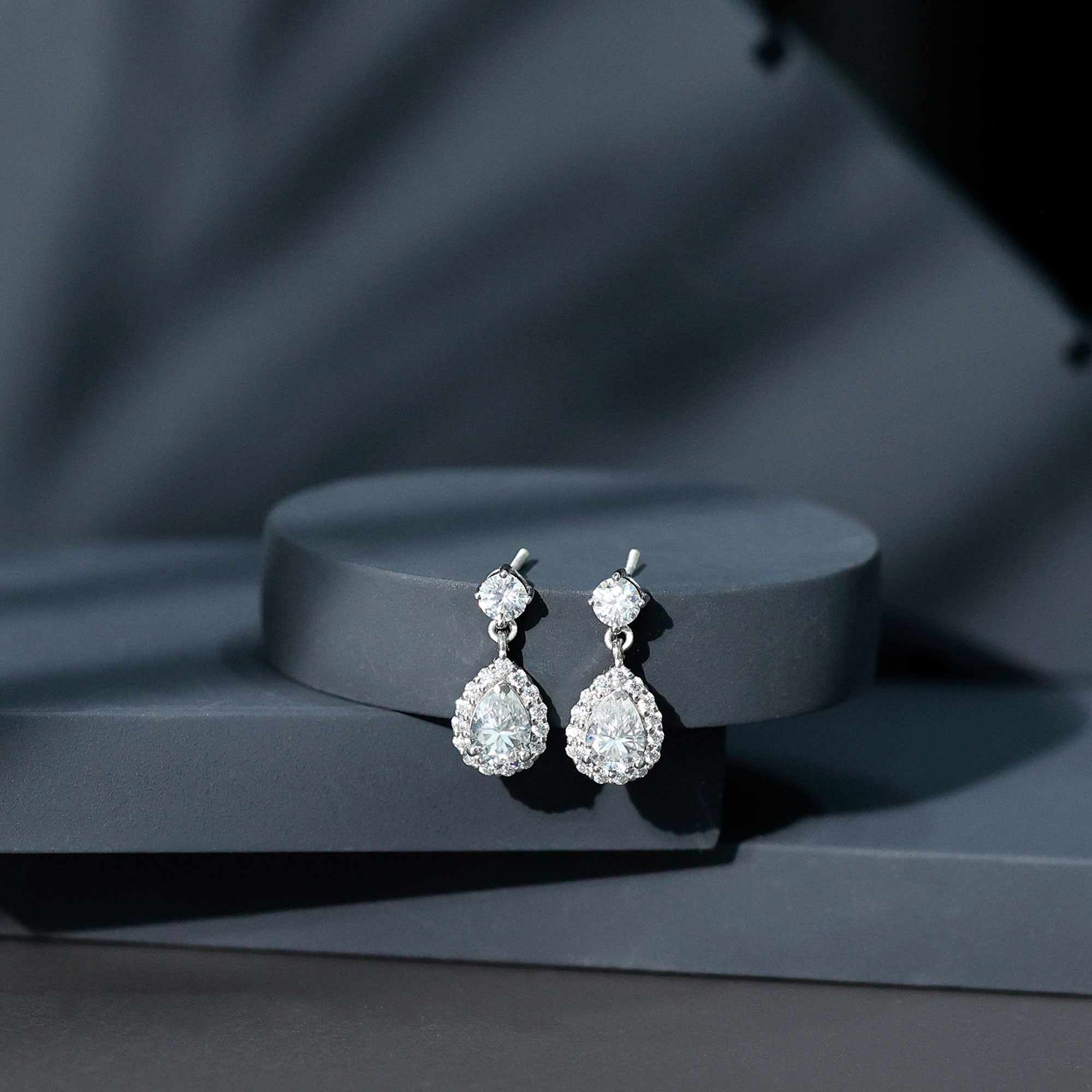 Lab 1.3 Carat Pear Shaped Diamond Bridal Drop Earrings Lab - ( EF-VS ) - Rosec Jewels