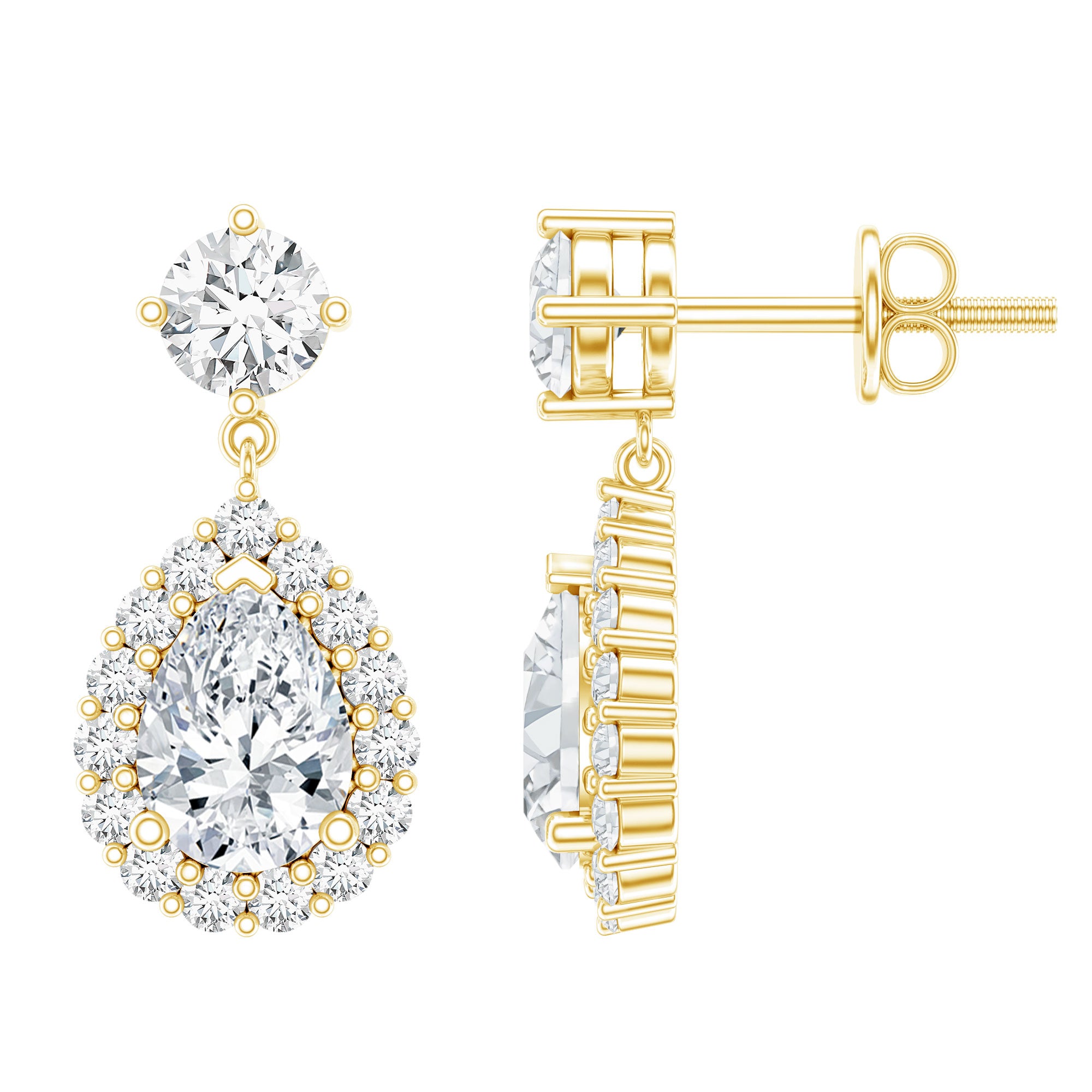Lab 1.3 Carat Pear Shaped Diamond Bridal Drop Earrings Lab - ( EF-VS ) - Rosec Jewels