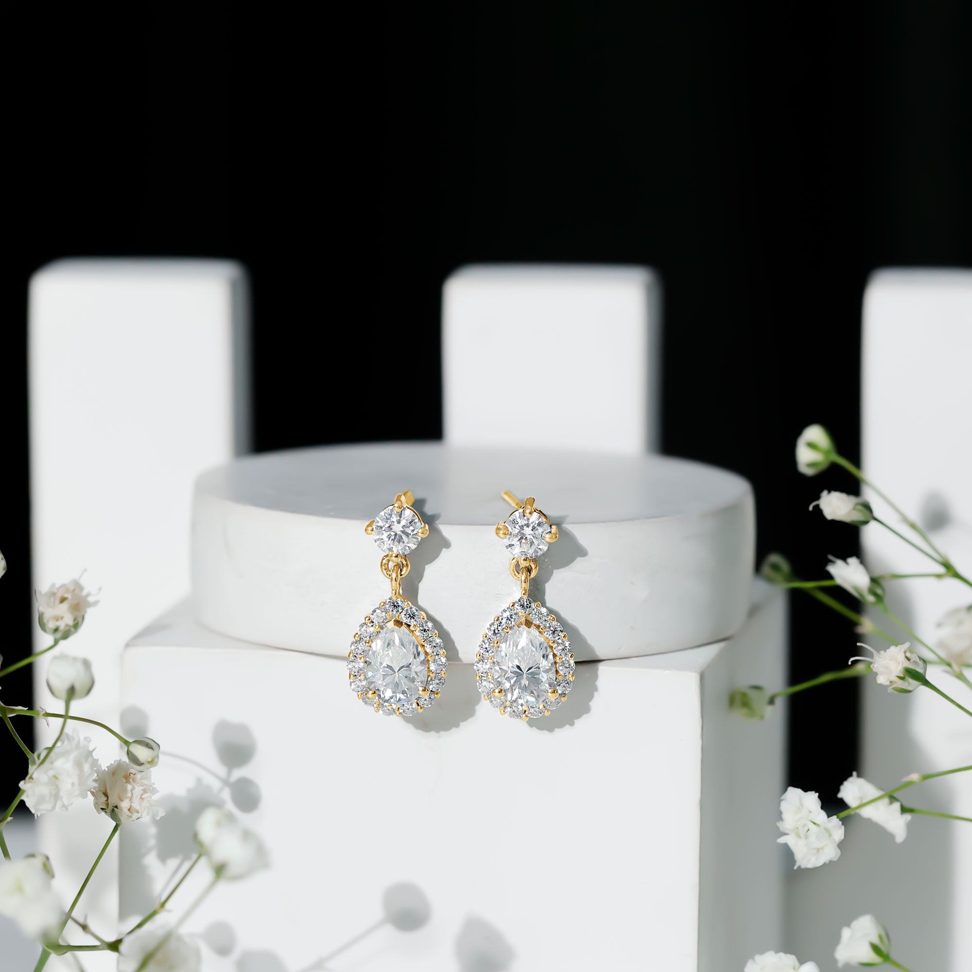 Lab 5X7MM Pear Shaped Diamond Bridal Drop Earrings Lab - ( EF-VS ) - Rosec Jewels