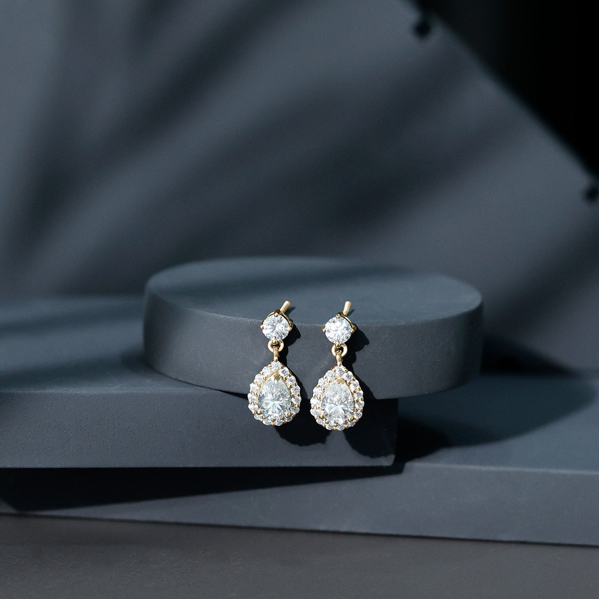 Lab 1.3 Carat Pear Shaped Diamond Bridal Drop Earrings Lab - ( EF-VS ) - Rosec Jewels