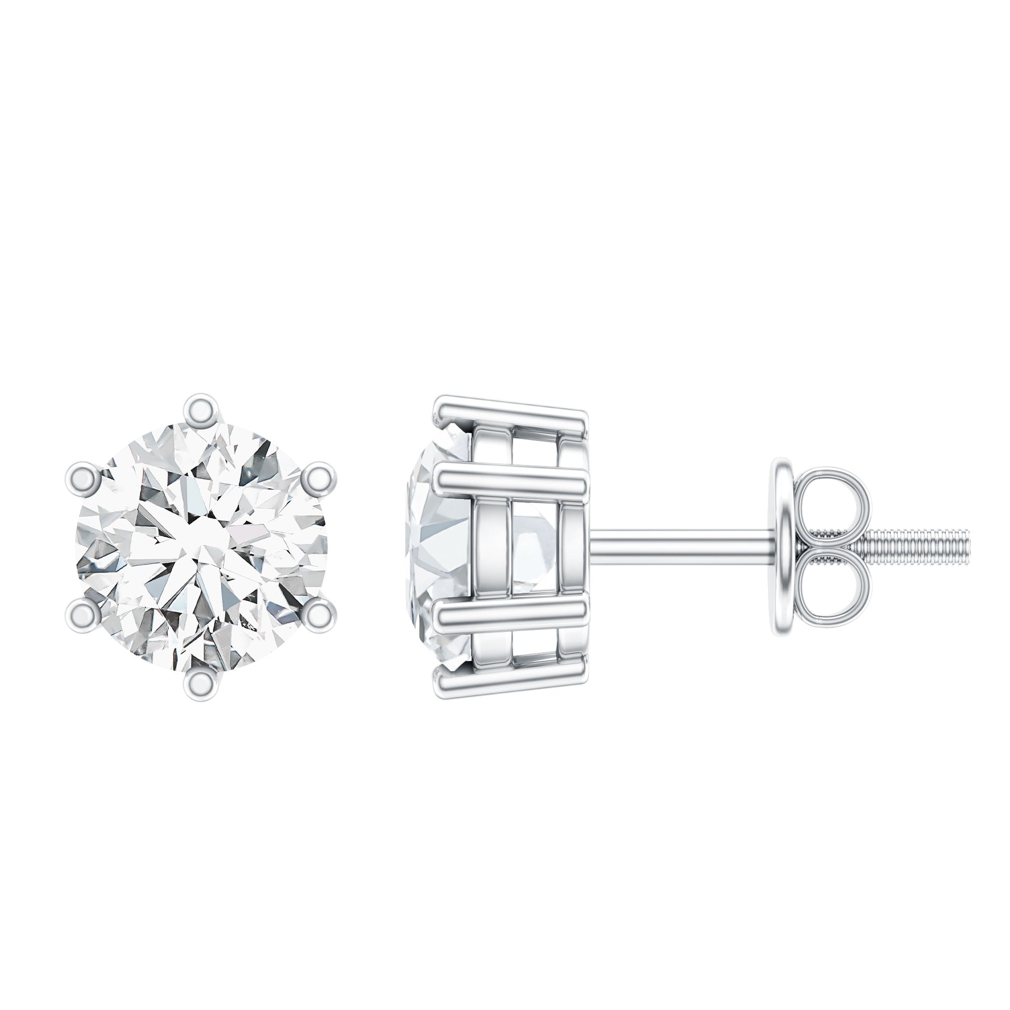 IGI Certified 2 Carat Lab Grown Diamond Solitaire Stud Earrings Lab - ( E-VS1 ) - Rosec Jewels
