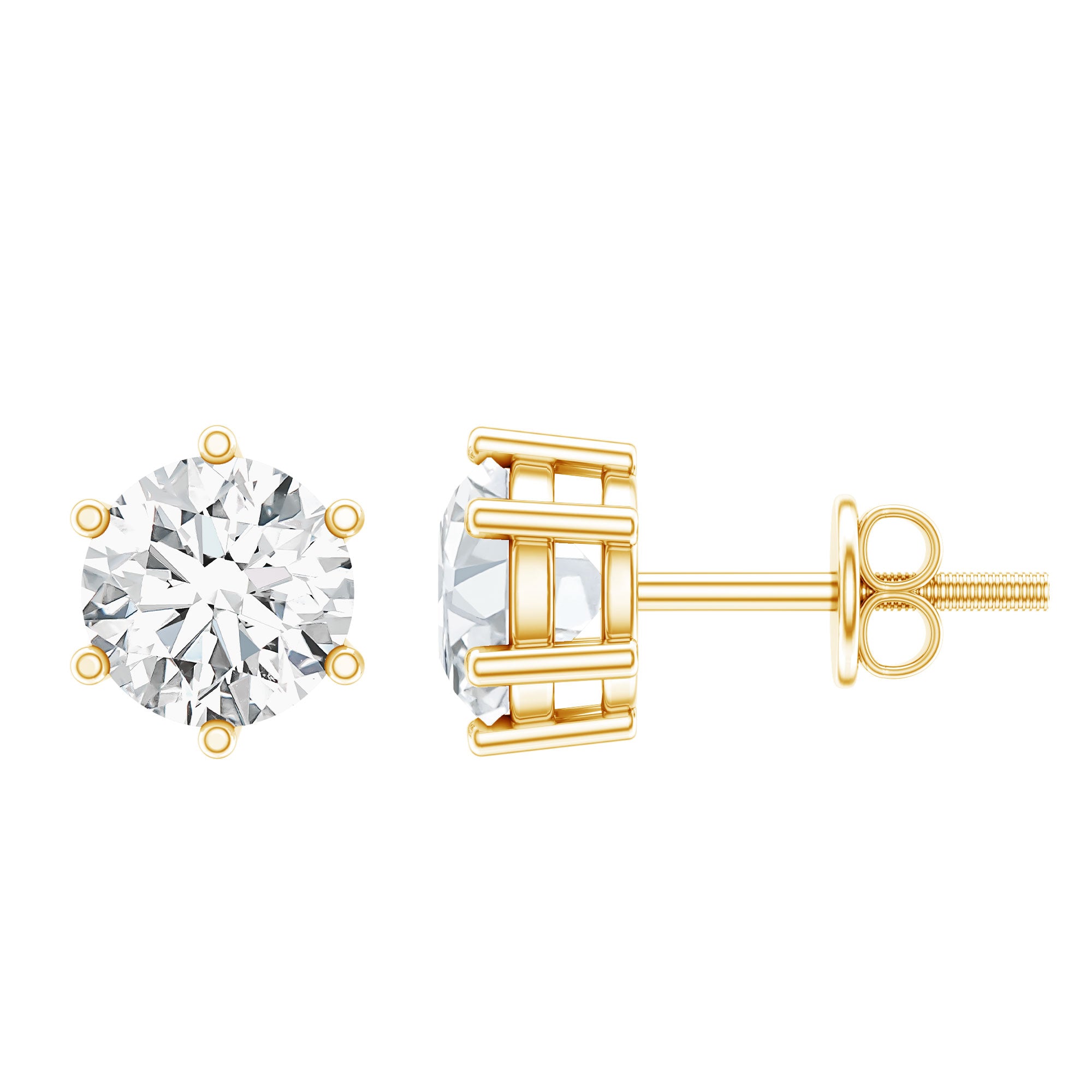 IGI Certified 2 Carat Lab Grown Diamond Solitaire Stud Earrings Lab - ( E-VS1 ) - Rosec Jewels