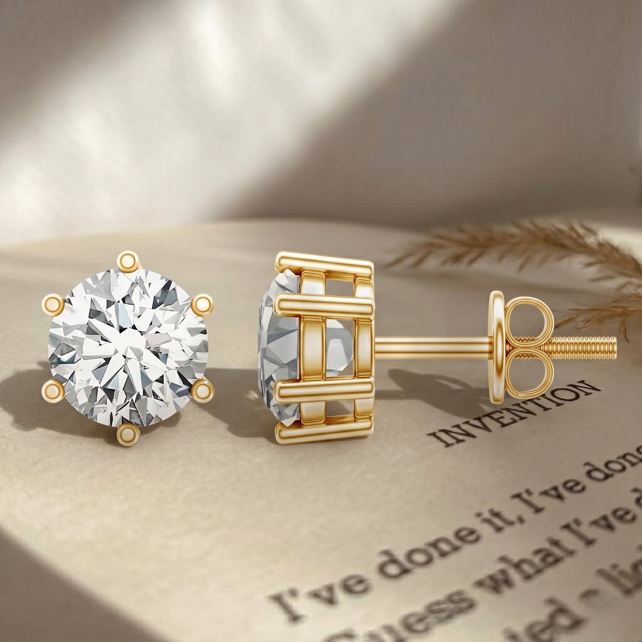 IGI Certified 2 Carat Lab Grown Diamond Solitaire Stud Earrings Lab - ( E-VS1 ) - Rosec Jewels