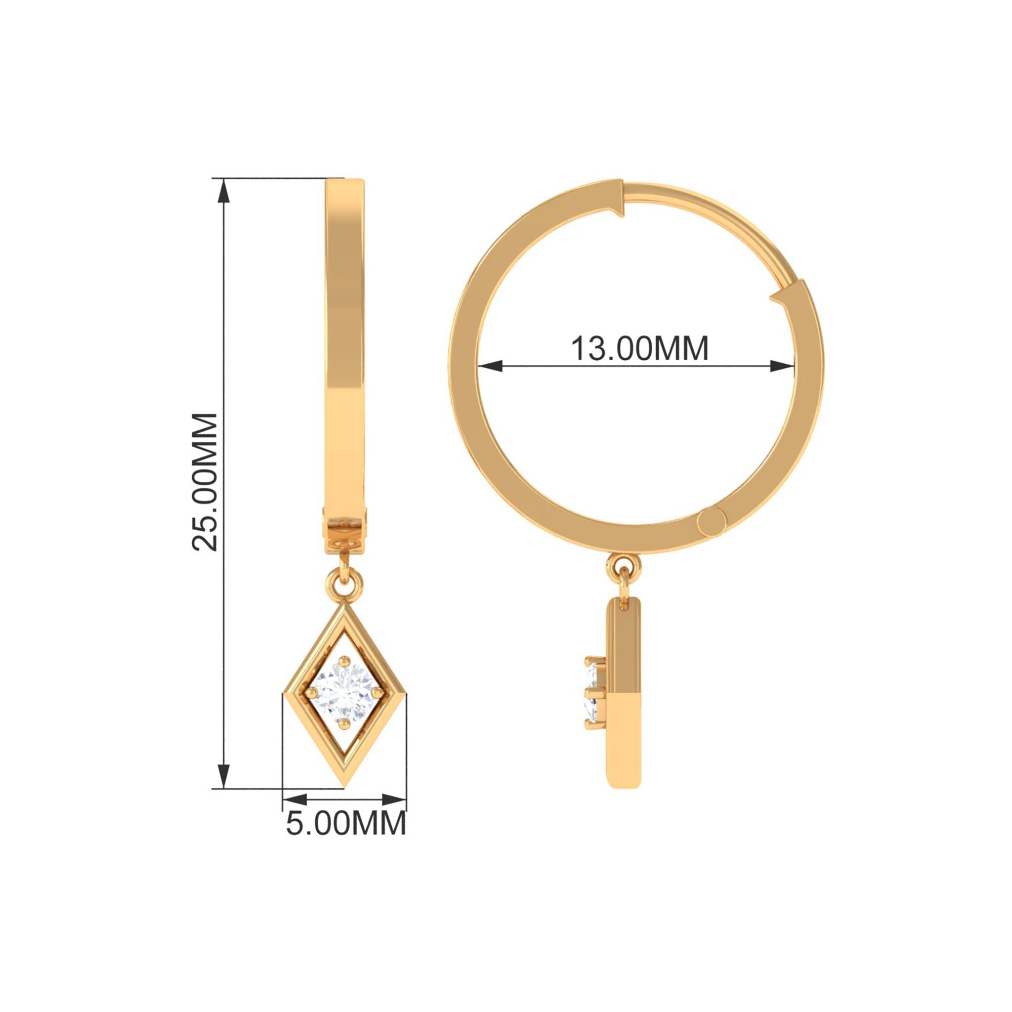 Rosec Jewels-Diamond Drop Hoop Earrings in Geometric Design