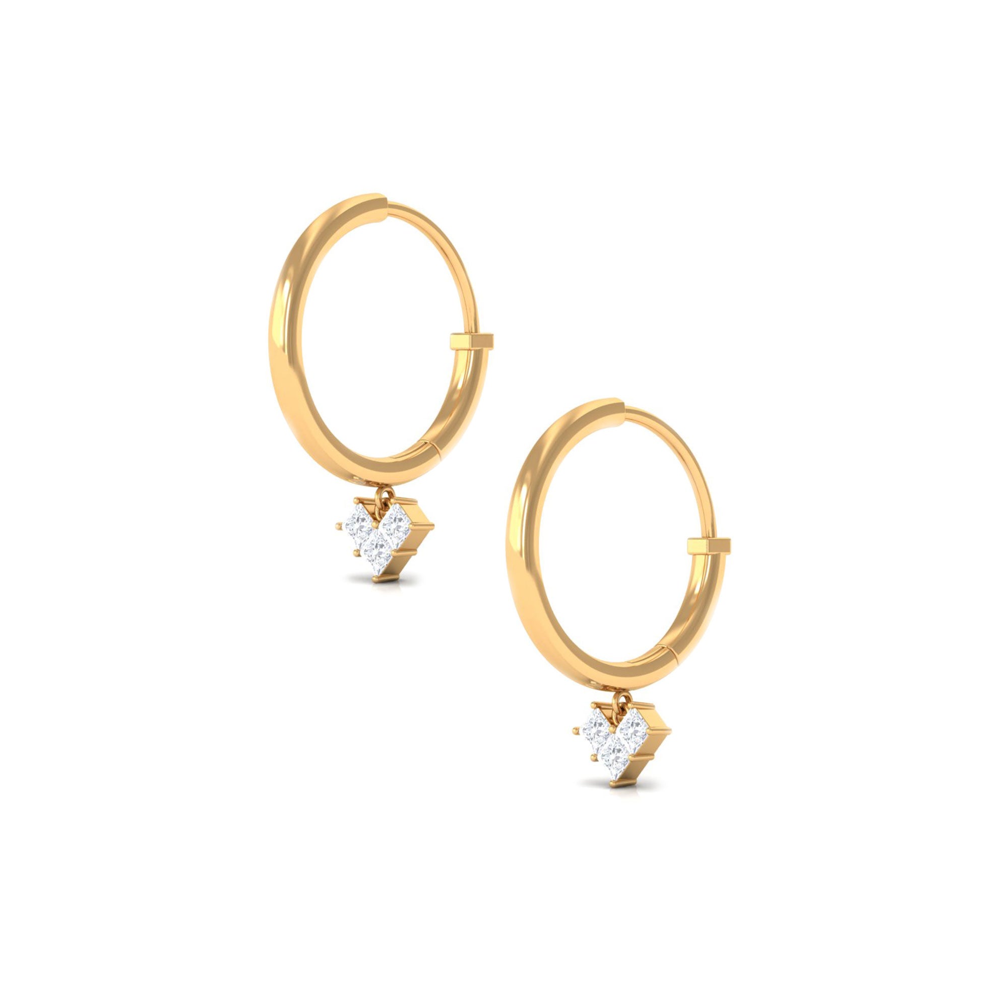 Rosec Jewels-1/2 CT Princess Cut Diamond Heart Drop Hoop Earrings