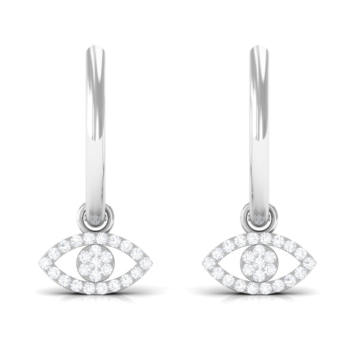 Rosec Jewels-1/4 CT Diamond Evil Eye Drop Hoop Earrings