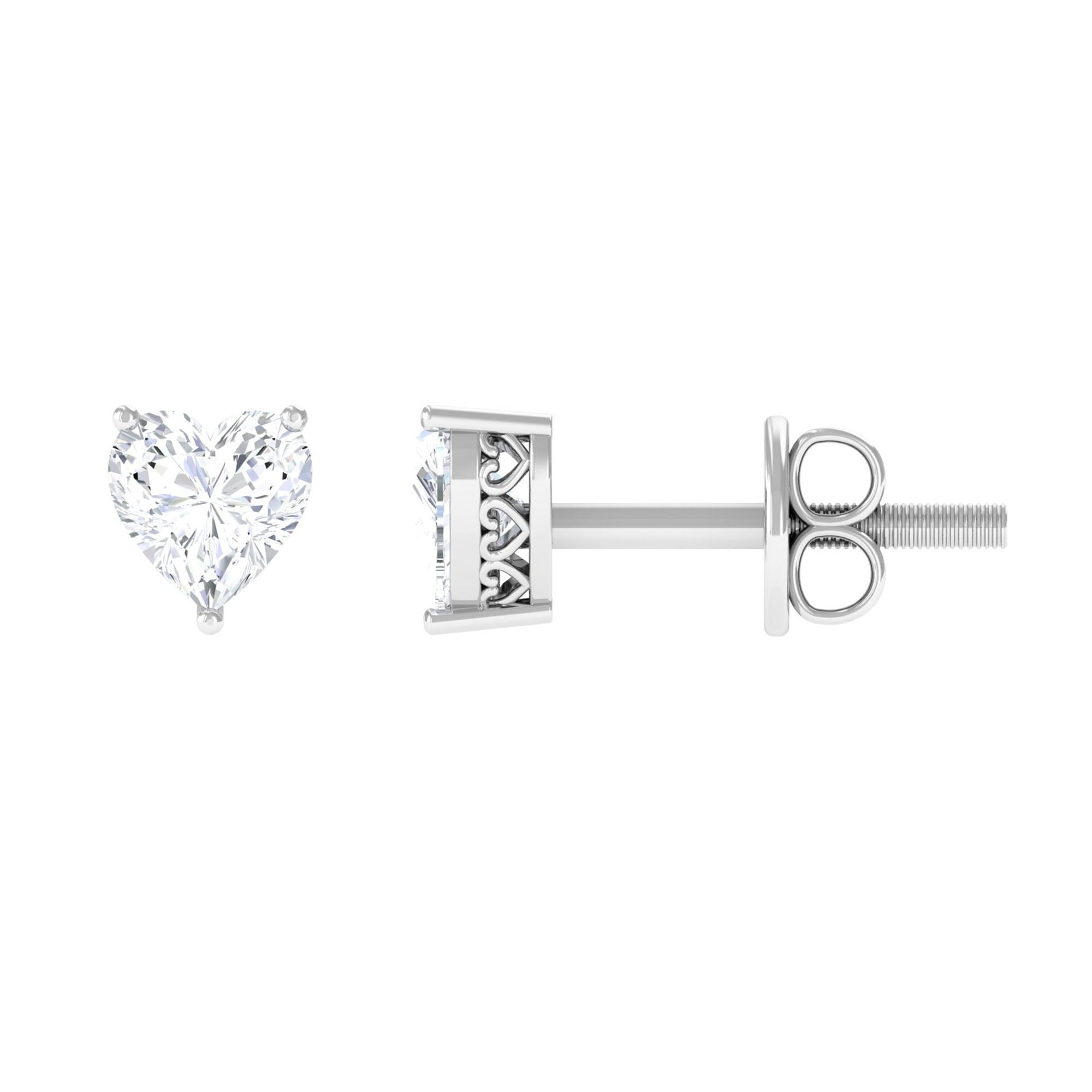 Rosec Jewels-Heart Shape Diamond Solitaire Stud Earrings