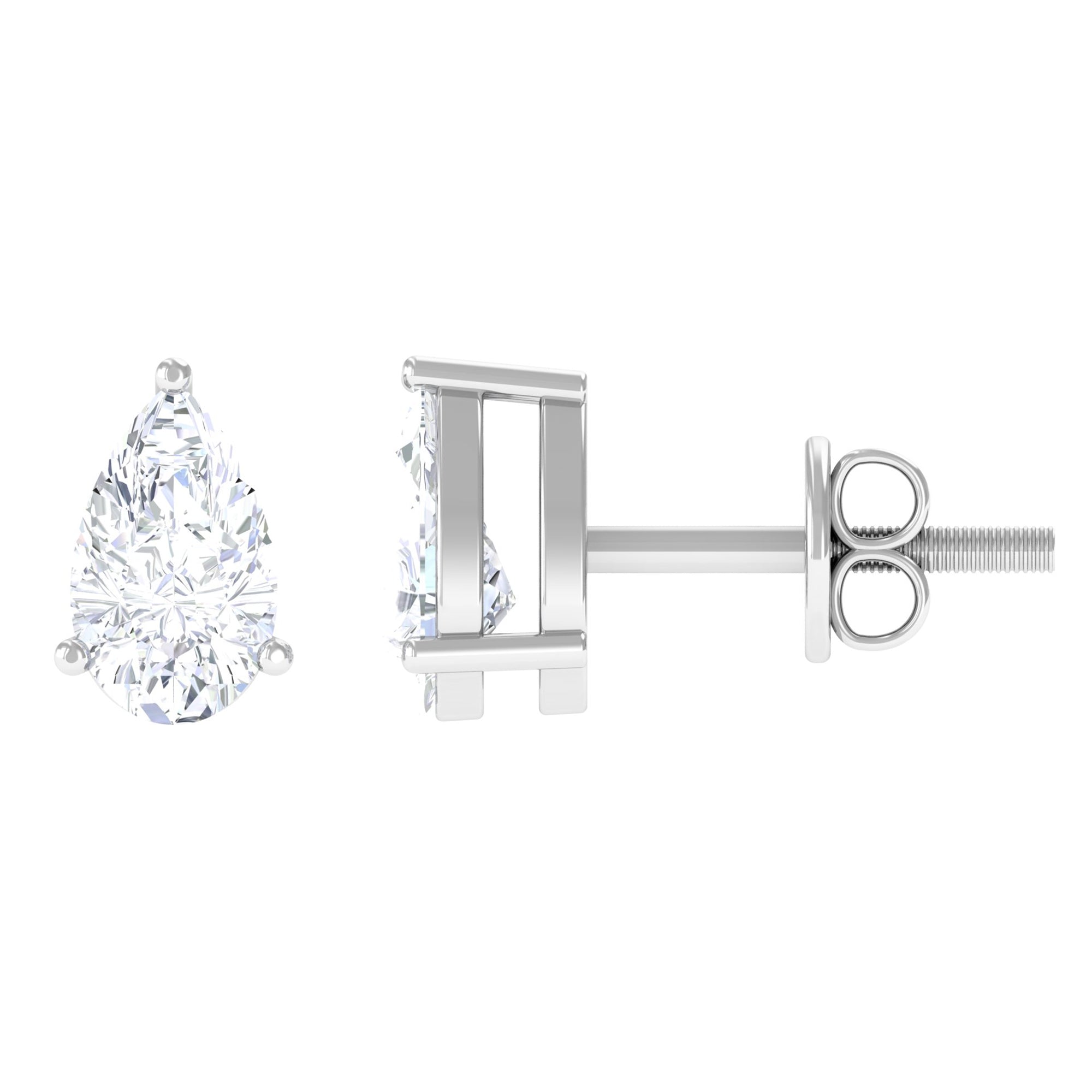 Rosec Jewels-Pear Cut Diamond Solitaire Stud Earrings