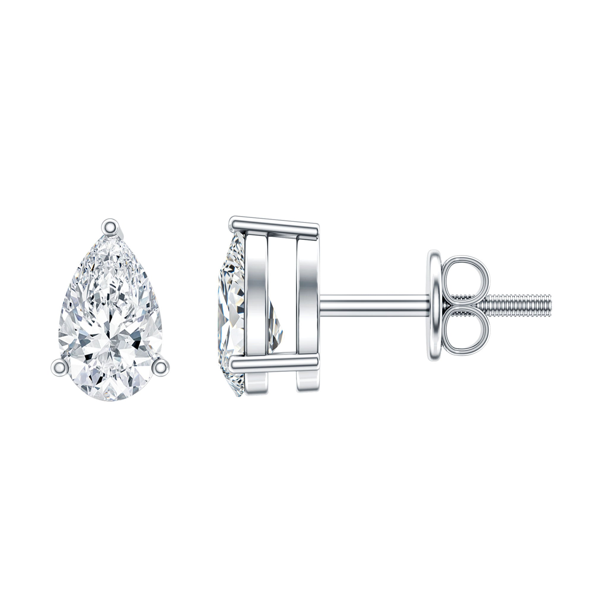 Pear Cut Diamond Solitaire Stud Earrings Natural - ( HI-SI ) - Rosec Jewels