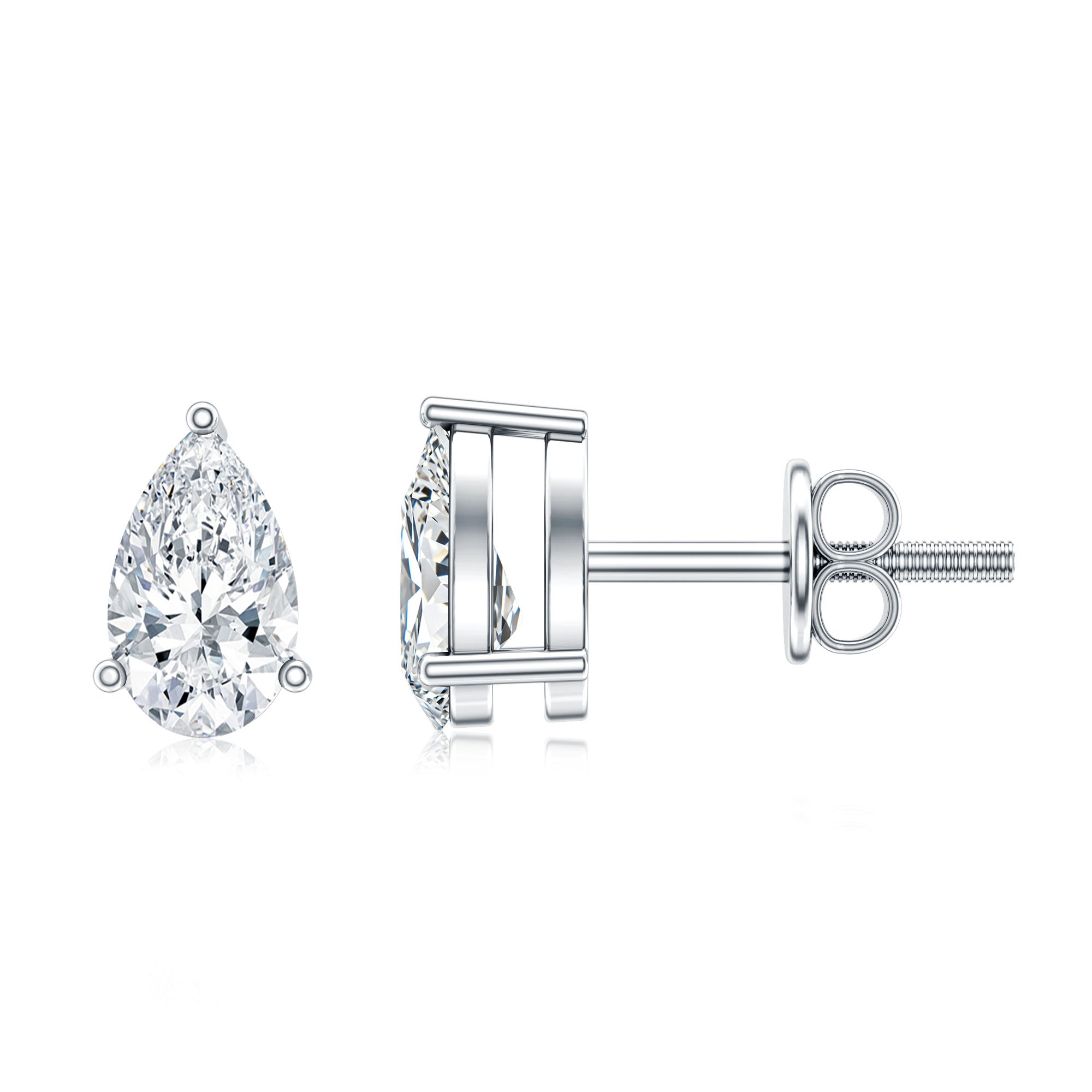 Pear Cut Diamond Solitaire Stud Earrings Natural - ( HI-SI ) - Rosec Jewels