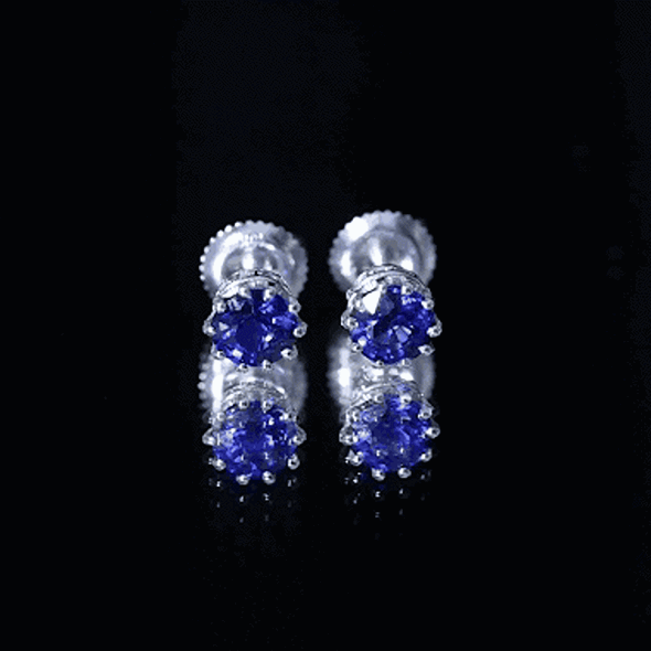 2 CT Blue Sapphire Solitaire Vintage Earrings for Women AAA - Rosec Jewels