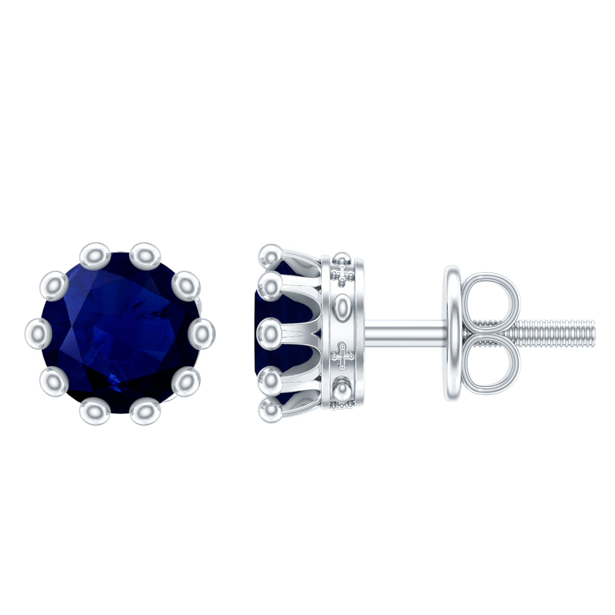 2 CT Blue Sapphire Solitaire Vintage Earrings for Women AAA - Rosec Jewels