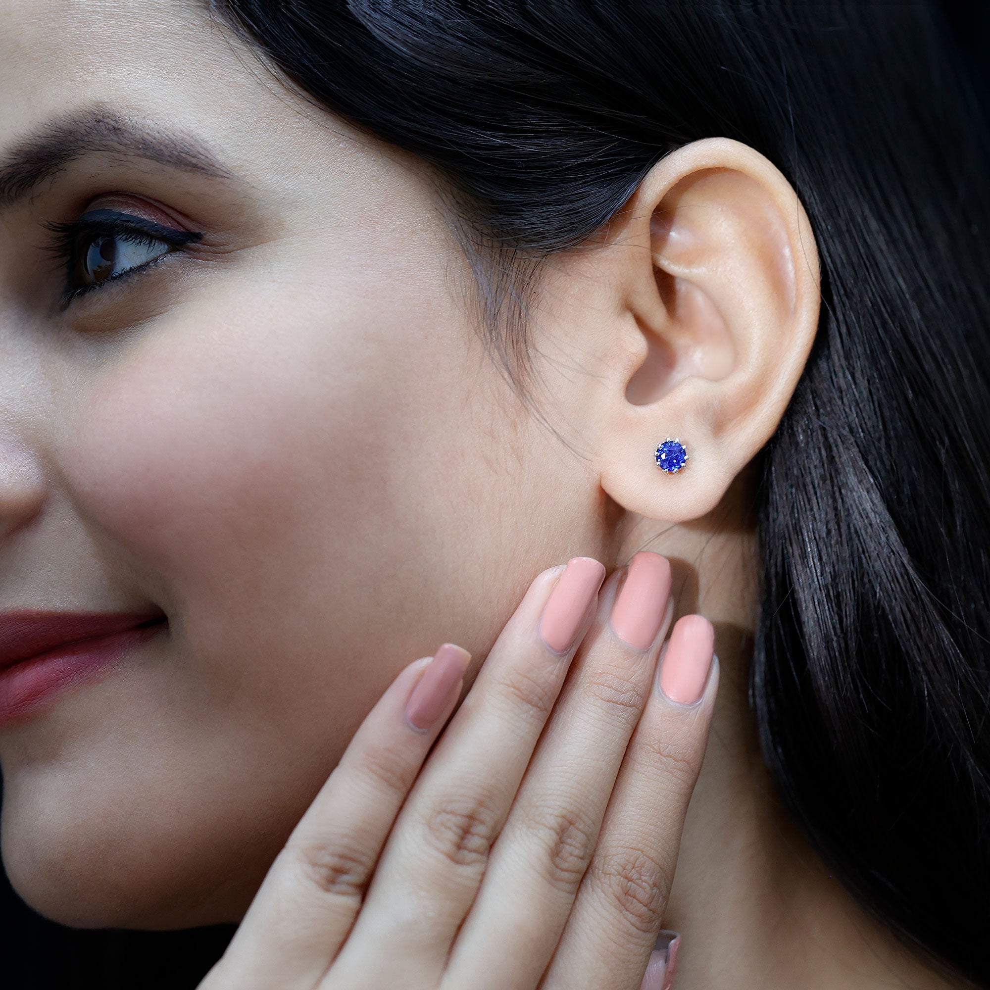 2 CT Blue Sapphire Solitaire Vintage Earrings for Women AAA - Rosec Jewels