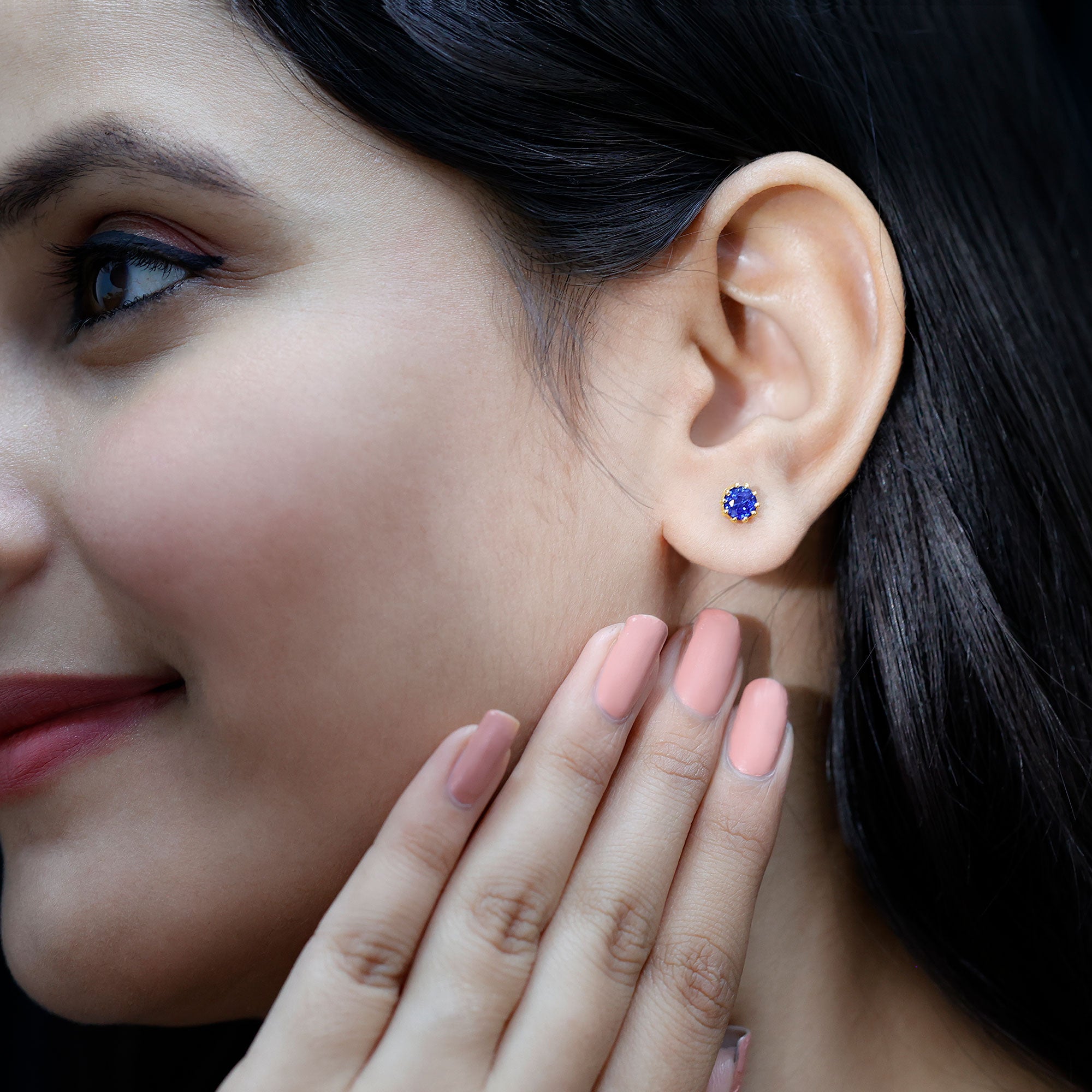 2 CT Blue Sapphire Solitaire Vintage Earrings for Women AAA - Rosec Jewels