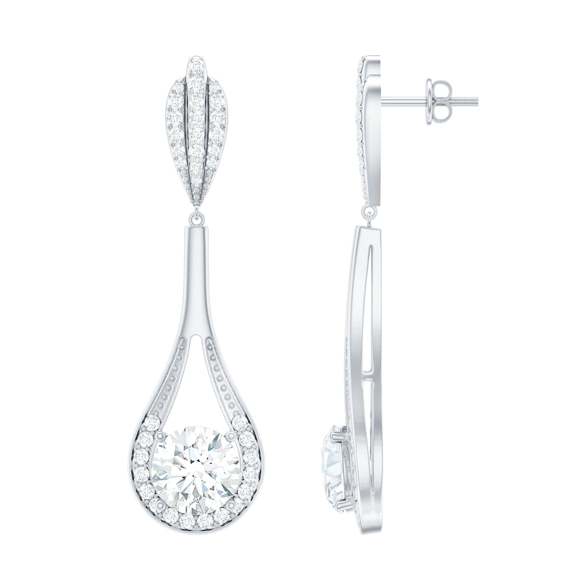 Certified Lab Grown Diamond Long Dangle Earrings