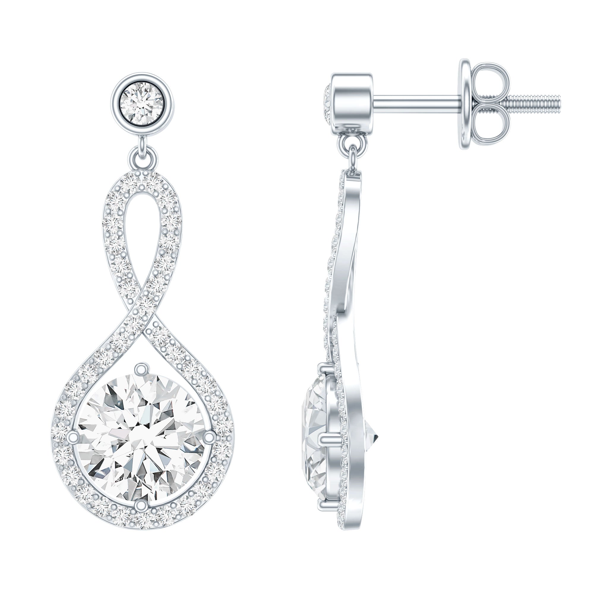 6 MM Lab Grown Diamond Infinity Dangle Earrings For Women