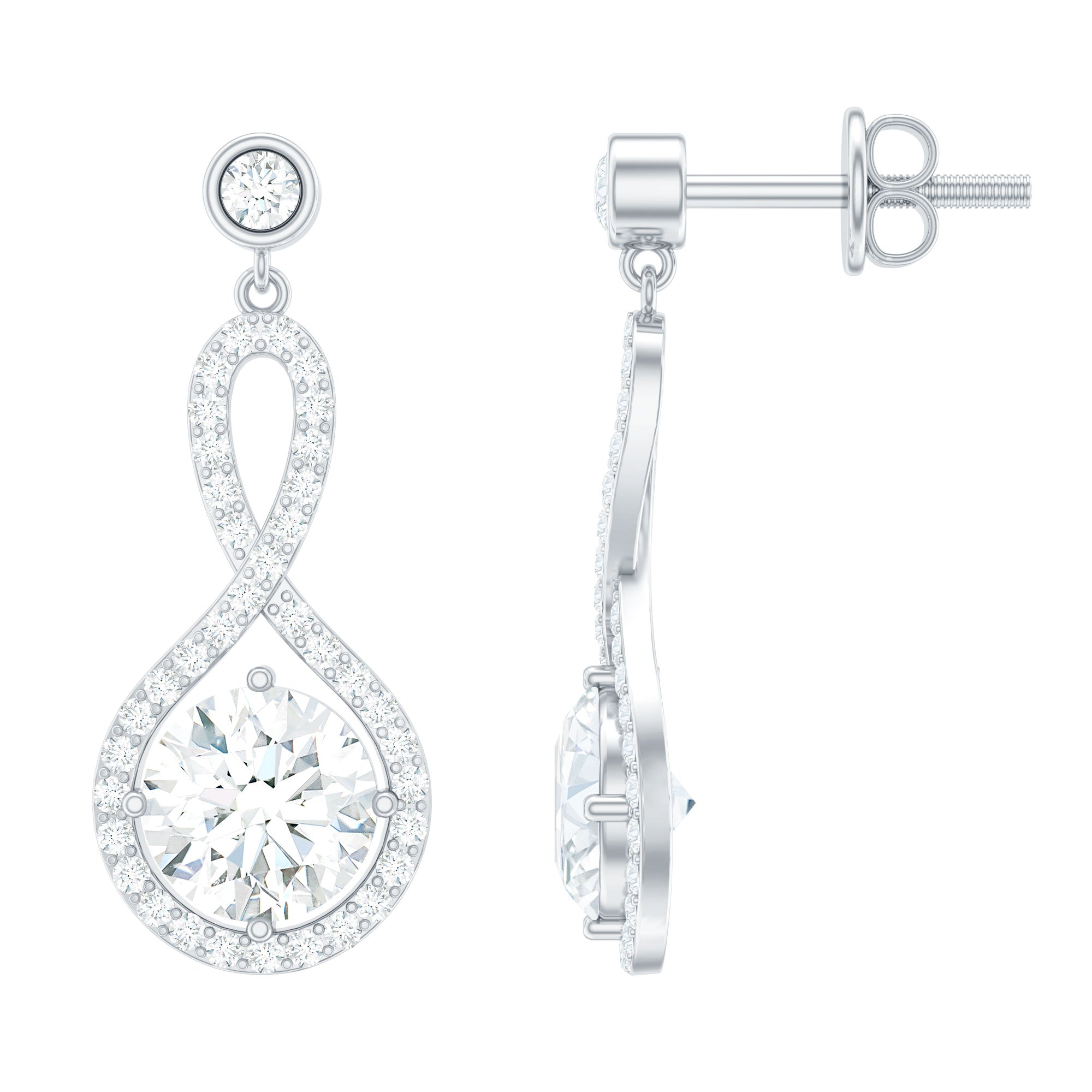 6 MM Lab Grown Diamond Infinity Dangle Earrings For Women