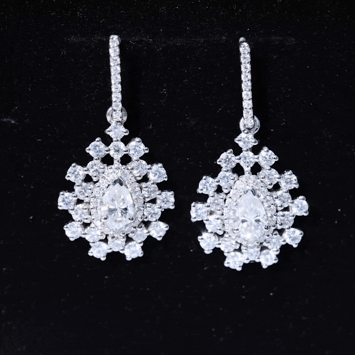 Certified Pear Shape Lab Grown Diamond Bridal Drop Earrings Lab - ( EF-VS ) - Rosec Jewels