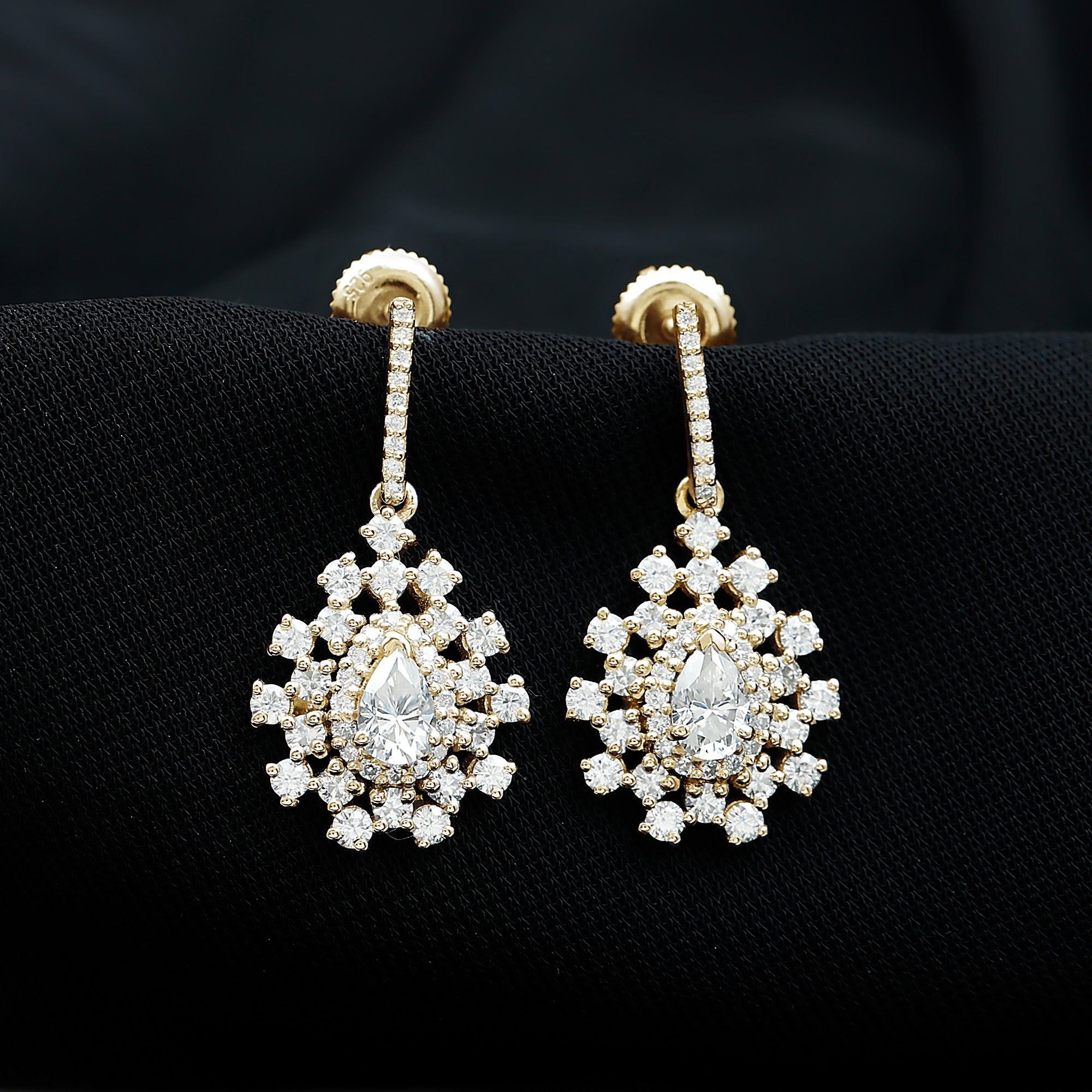Certified Pear Shape Lab Grown Diamond Bridal Drop Earrings Lab - ( EF-VS ) - Rosec Jewels