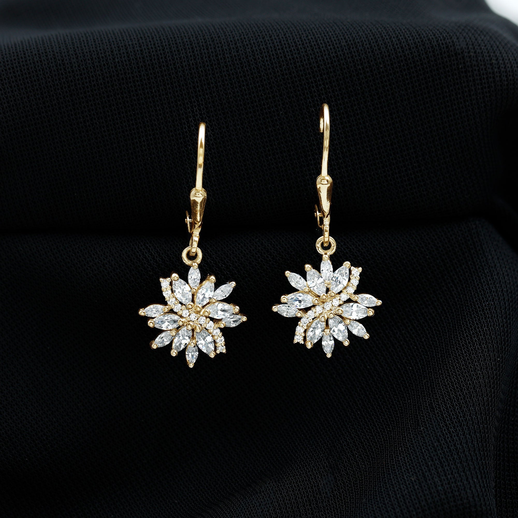Lab Grown Diamond Flower Hoop Earrings Lab - ( EF-VS ) - Rosec Jewels