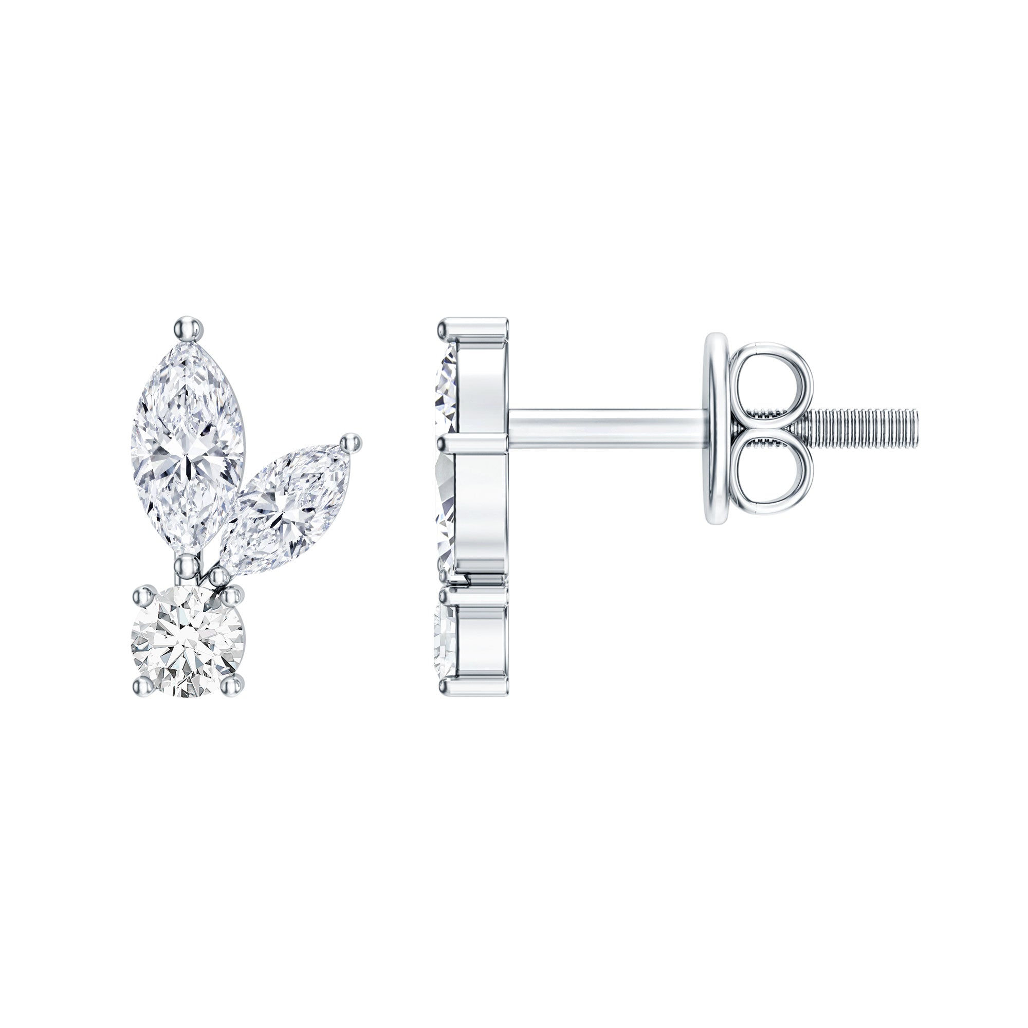 Certified Lab Grown Diamond Everyday Earrings With Screw Back Lab - ( EF-VS ) - Rosec Jewels