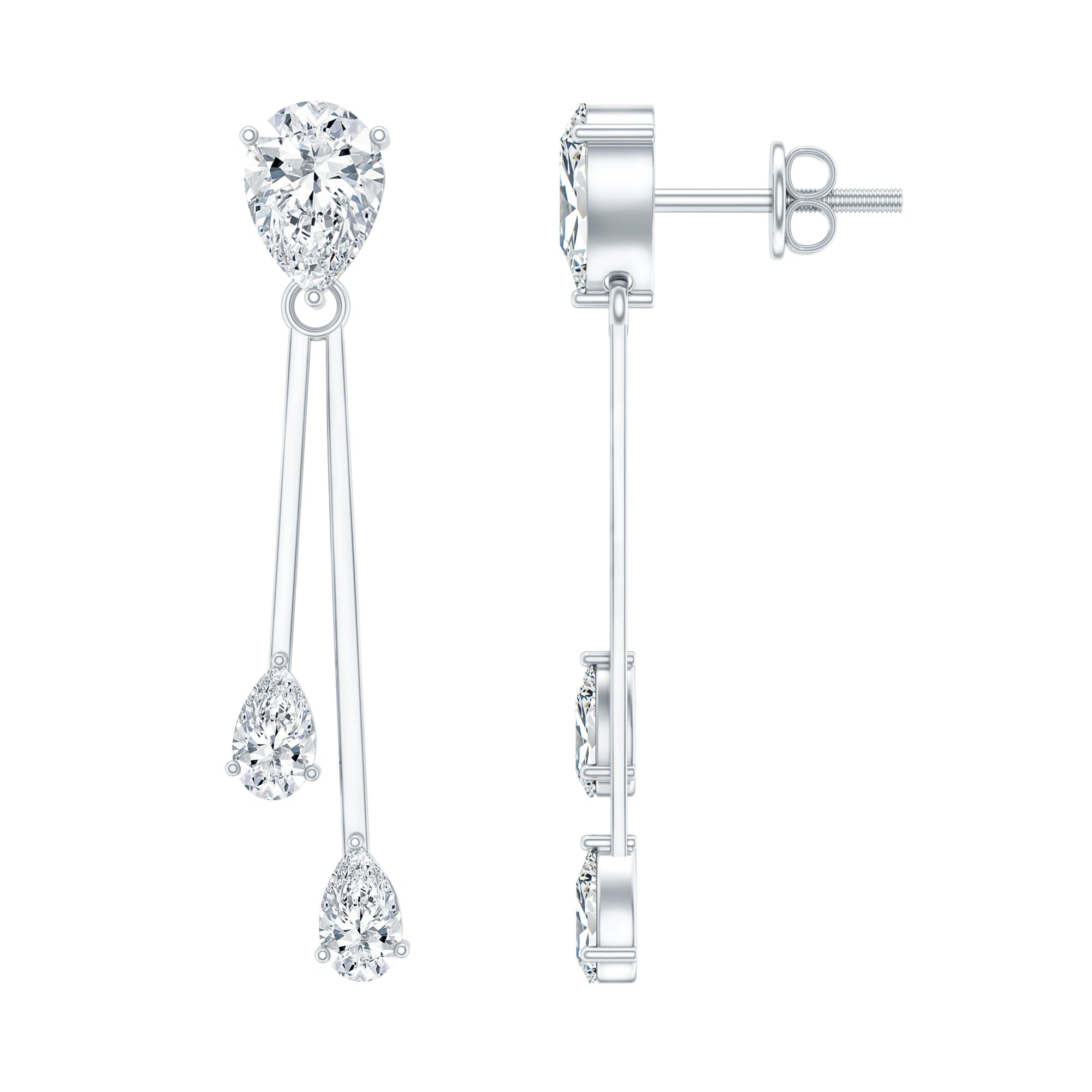 Certified Lab Grown Diamond Teardrop Dangle Earrings Lab - ( EF-VS ) - Rosec Jewels